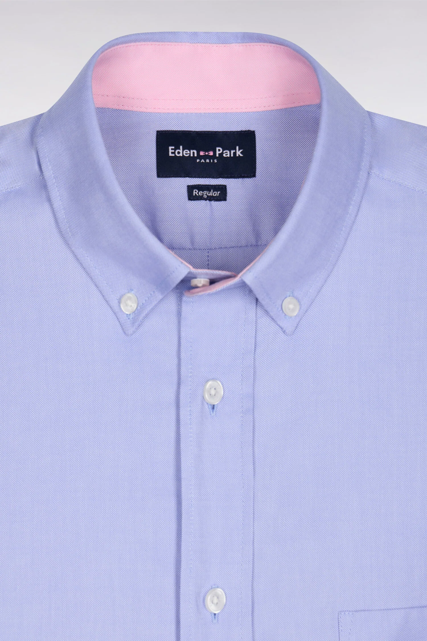 Chemise bleue unie en coton - Image 7