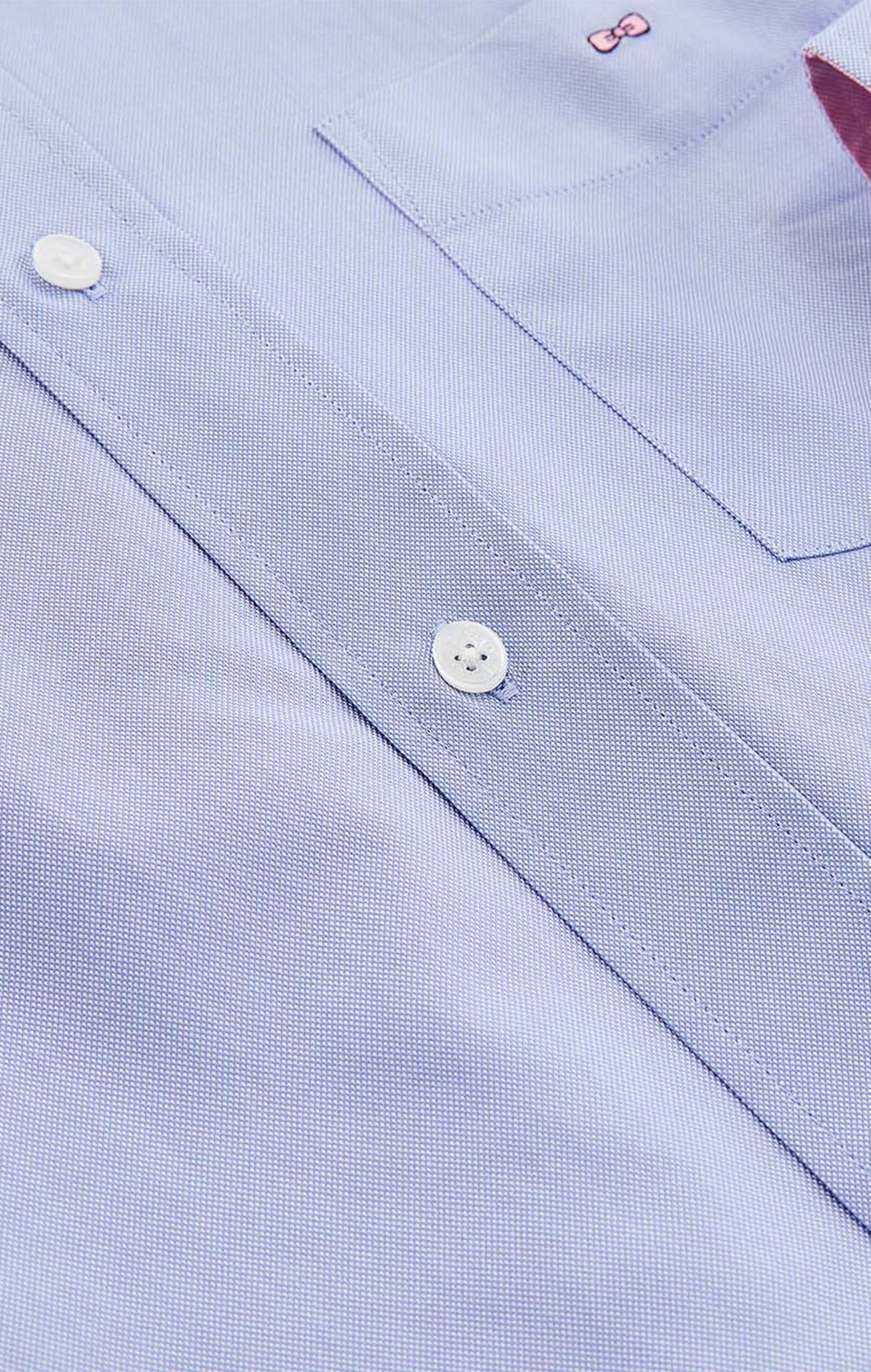 Chemise bleue unie en coton - Image 8