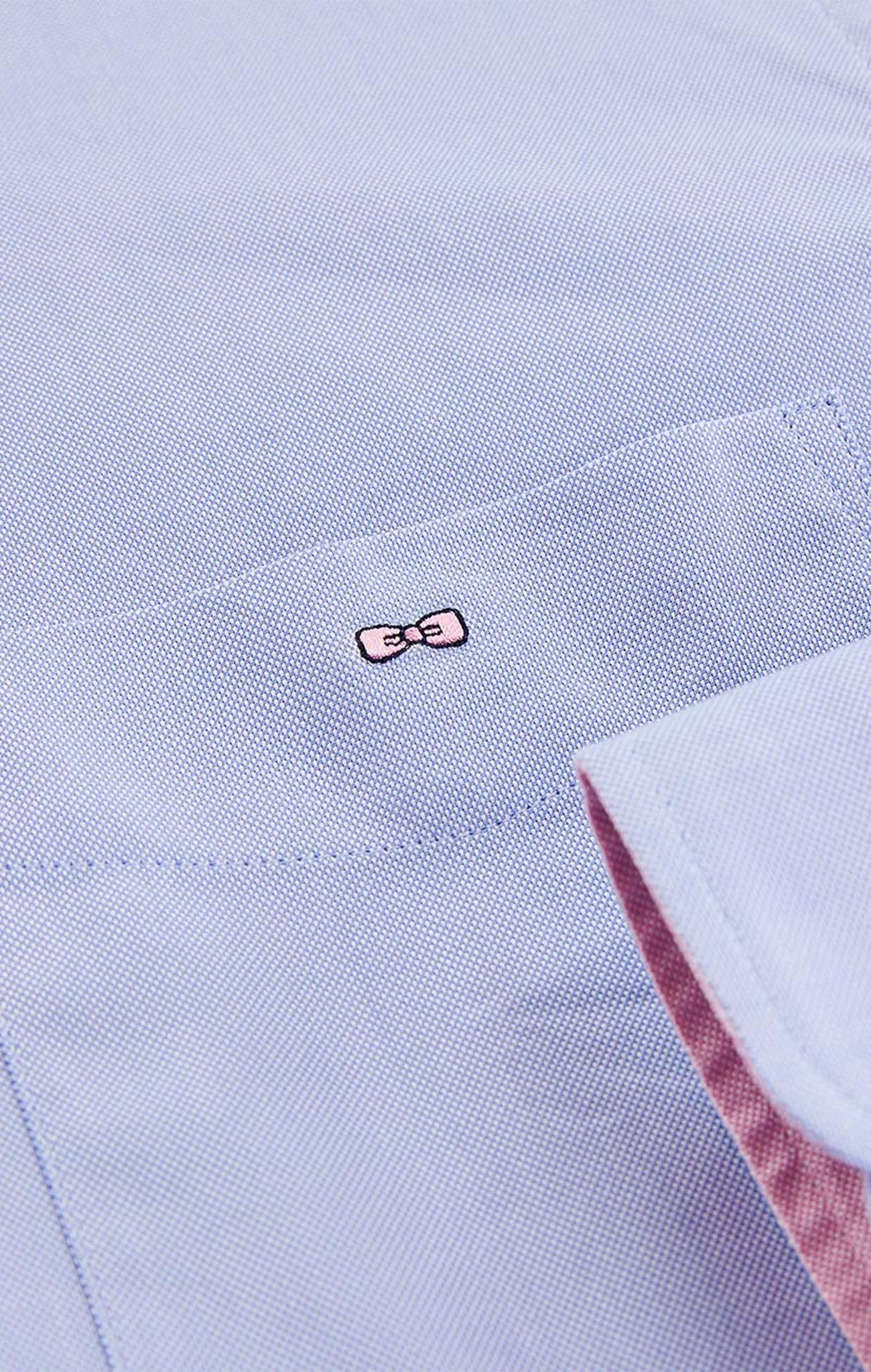 Chemise bleue unie en coton - Image 9