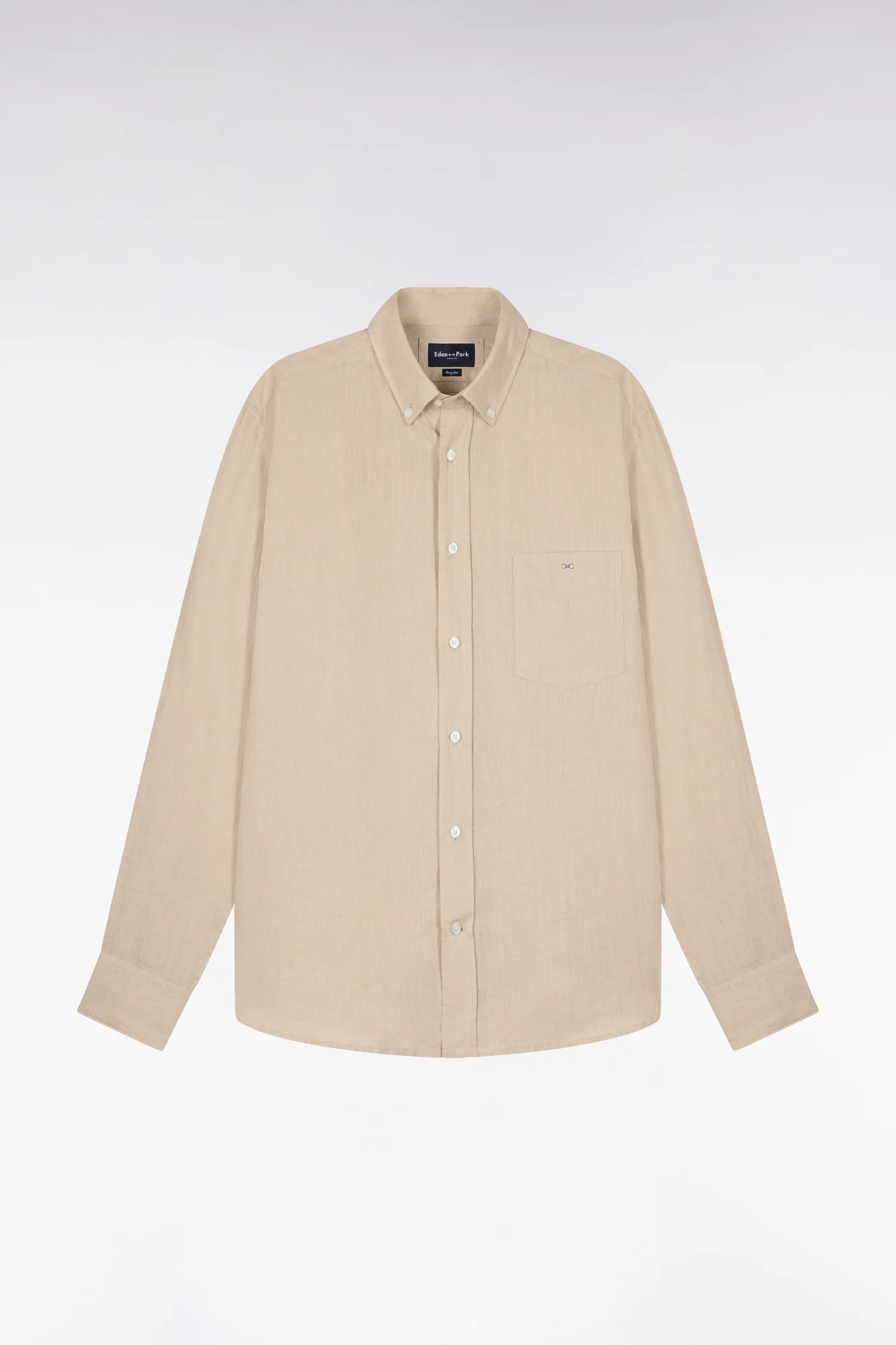 Chemise droite en lin beige - Image 2