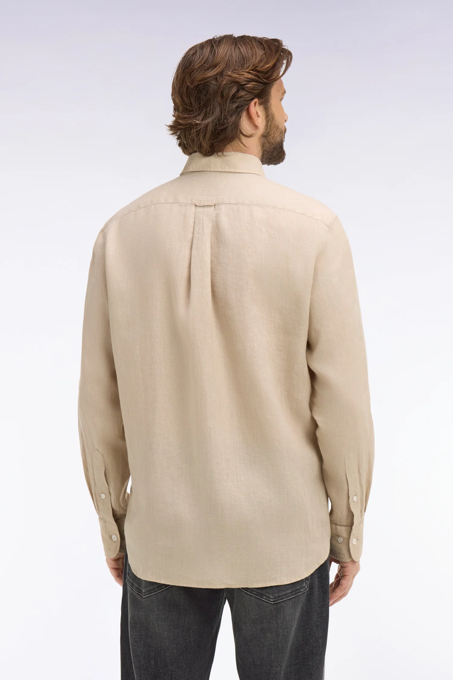 Chemise droite en lin beige - Image 5