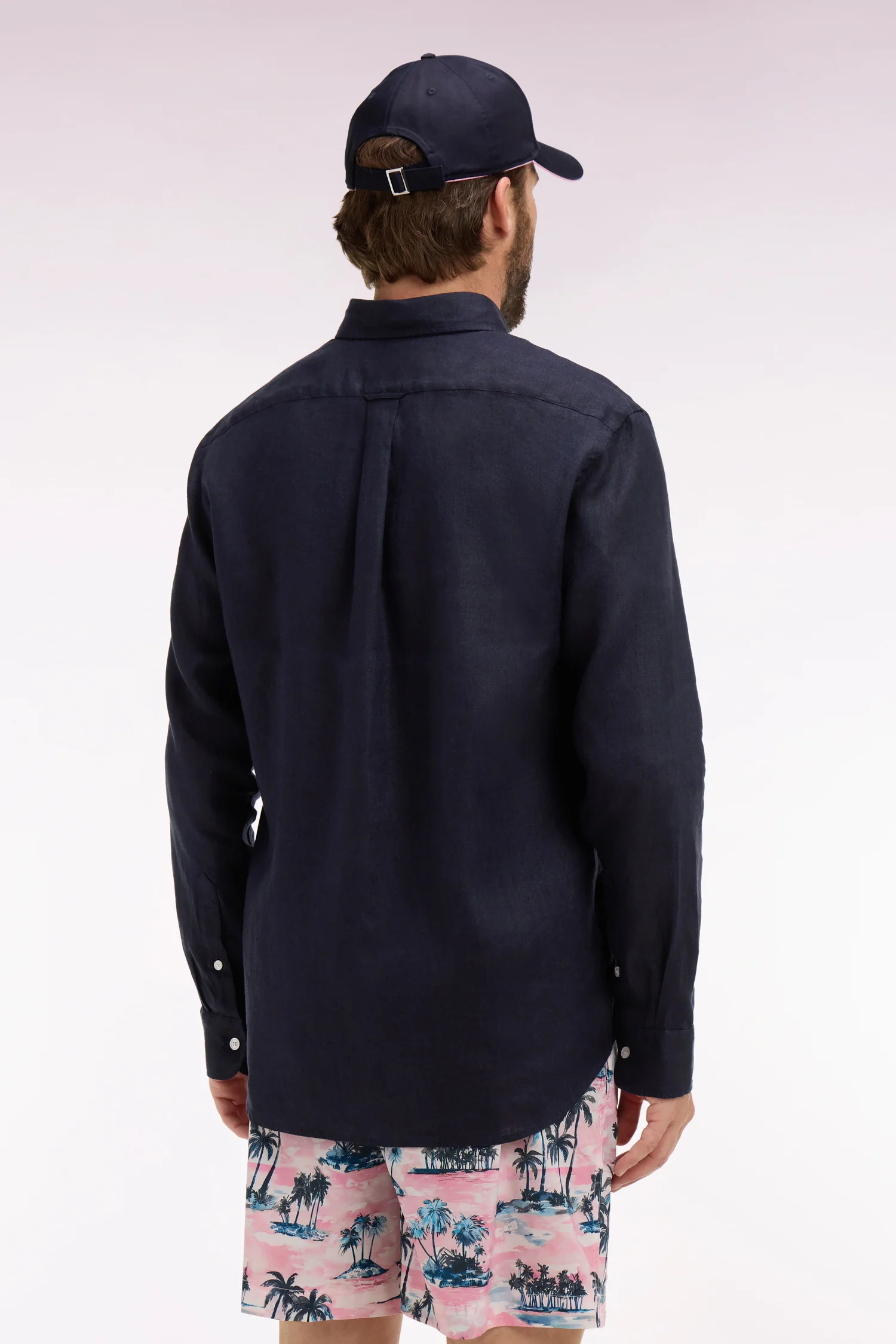Chemise droite en lin marine - Image 5