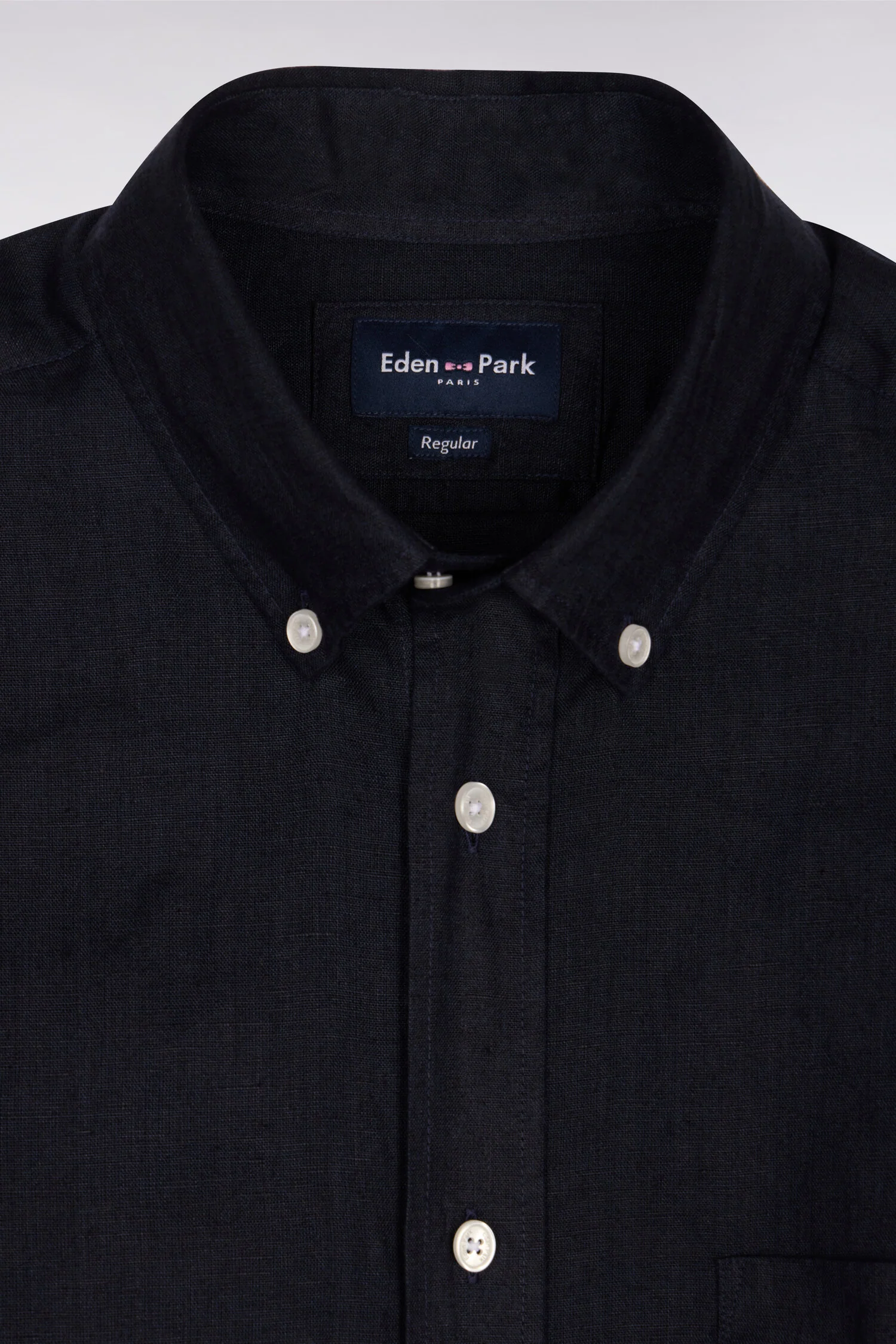 Chemise droite en lin marine - Image 6