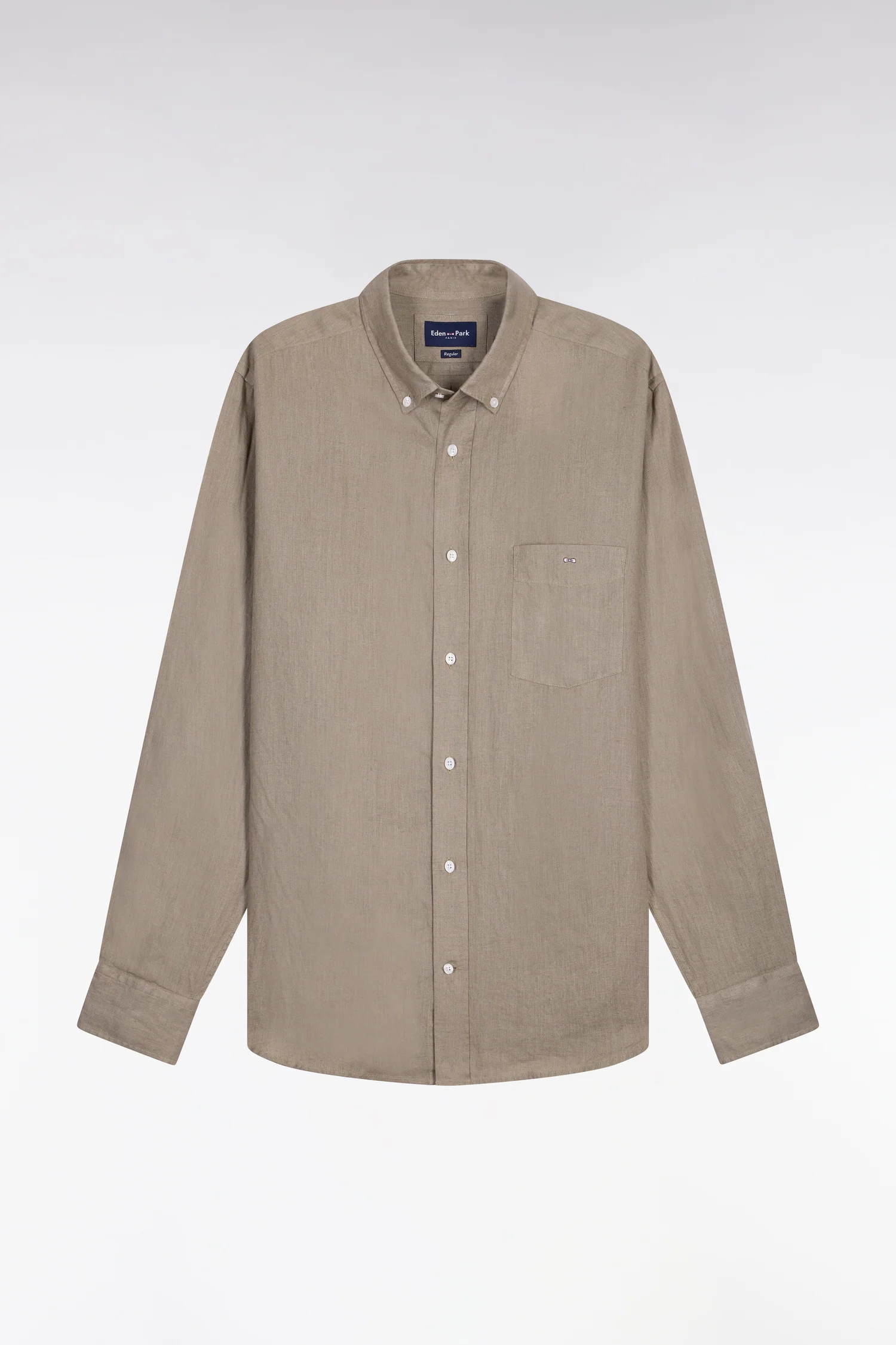 Chemise droite en lin marron - Image 2