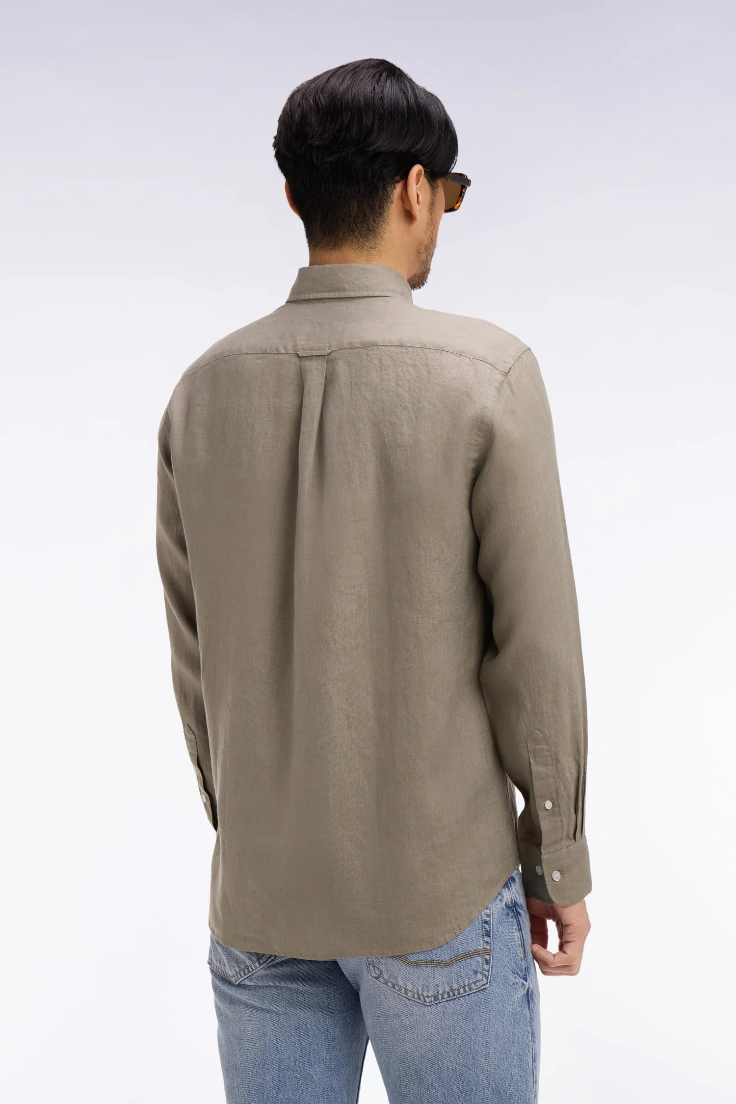 Chemise droite en lin marron - Image 5