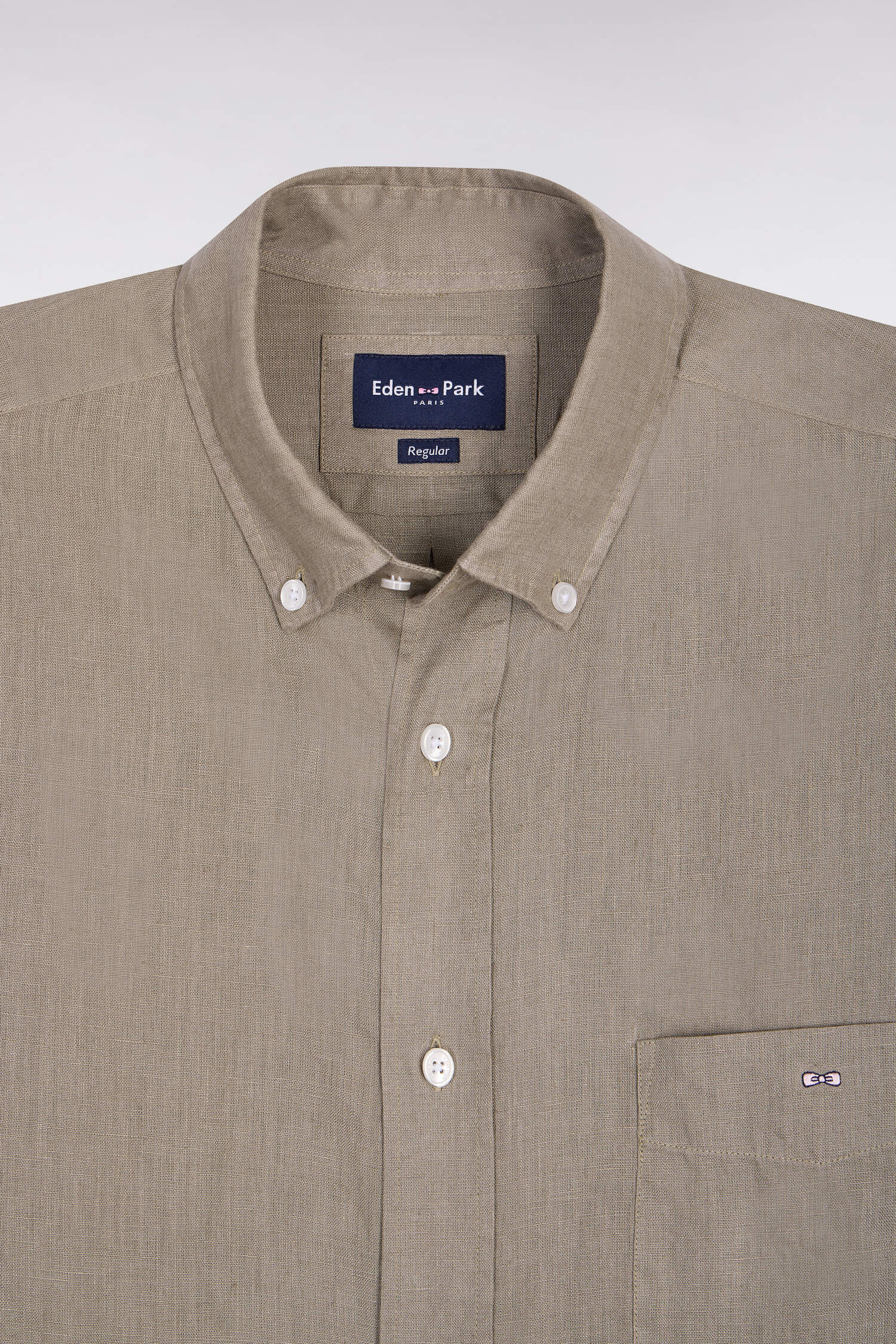 Chemise droite en lin marron - Image 6