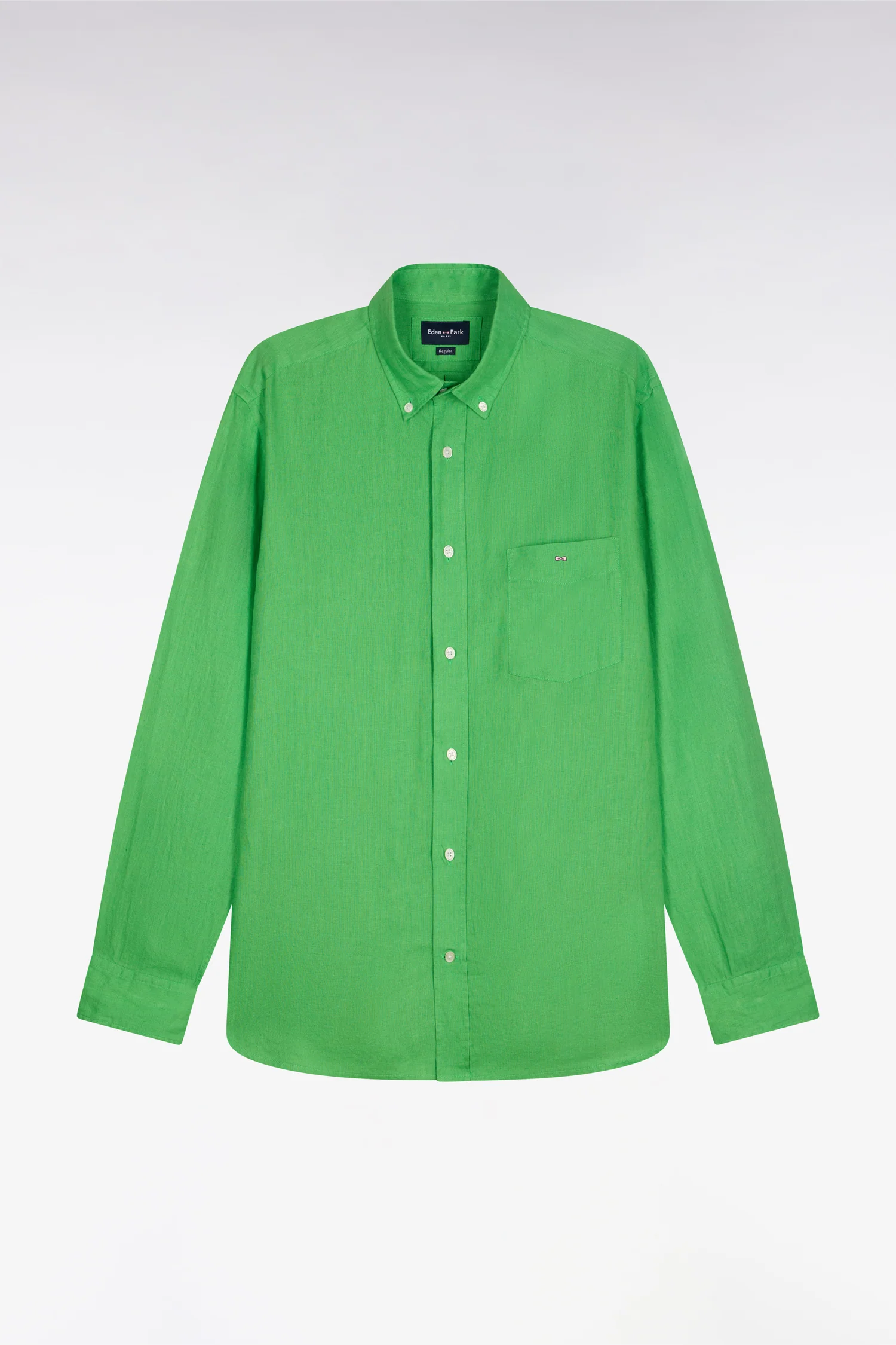 Chemise droite en lin vert - Image 2