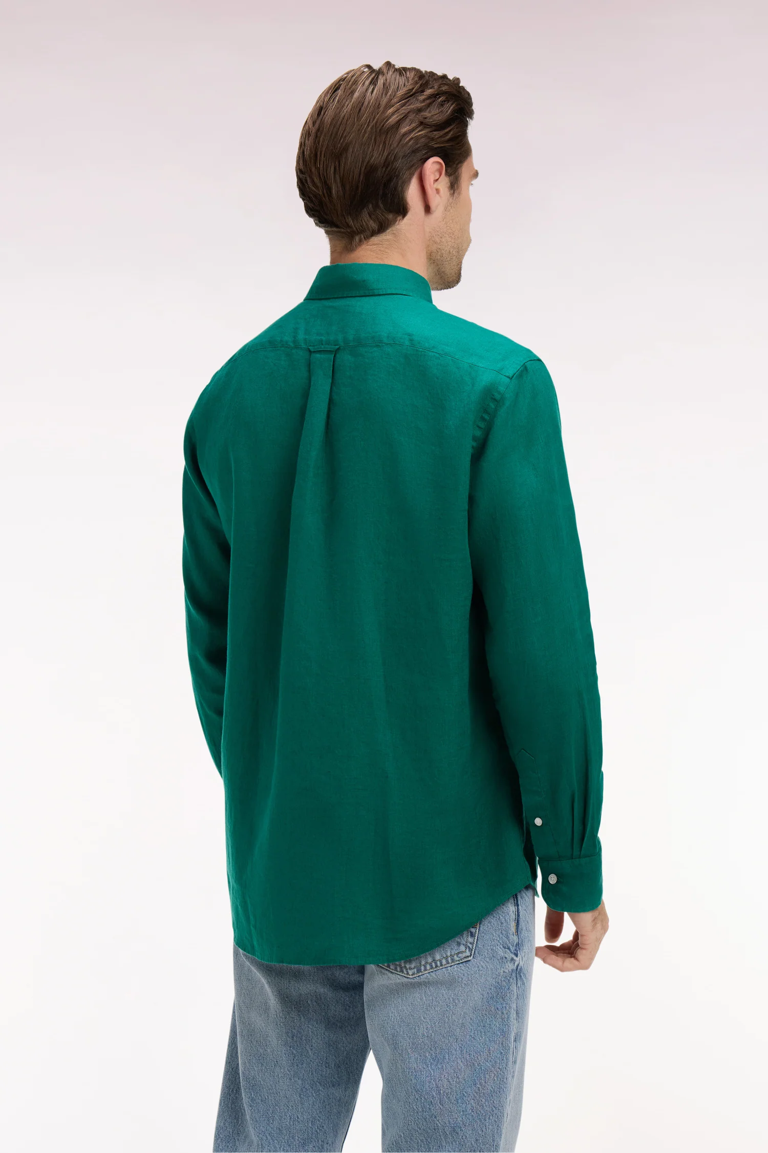 Chemise droite en lin vert menthe - Image 5