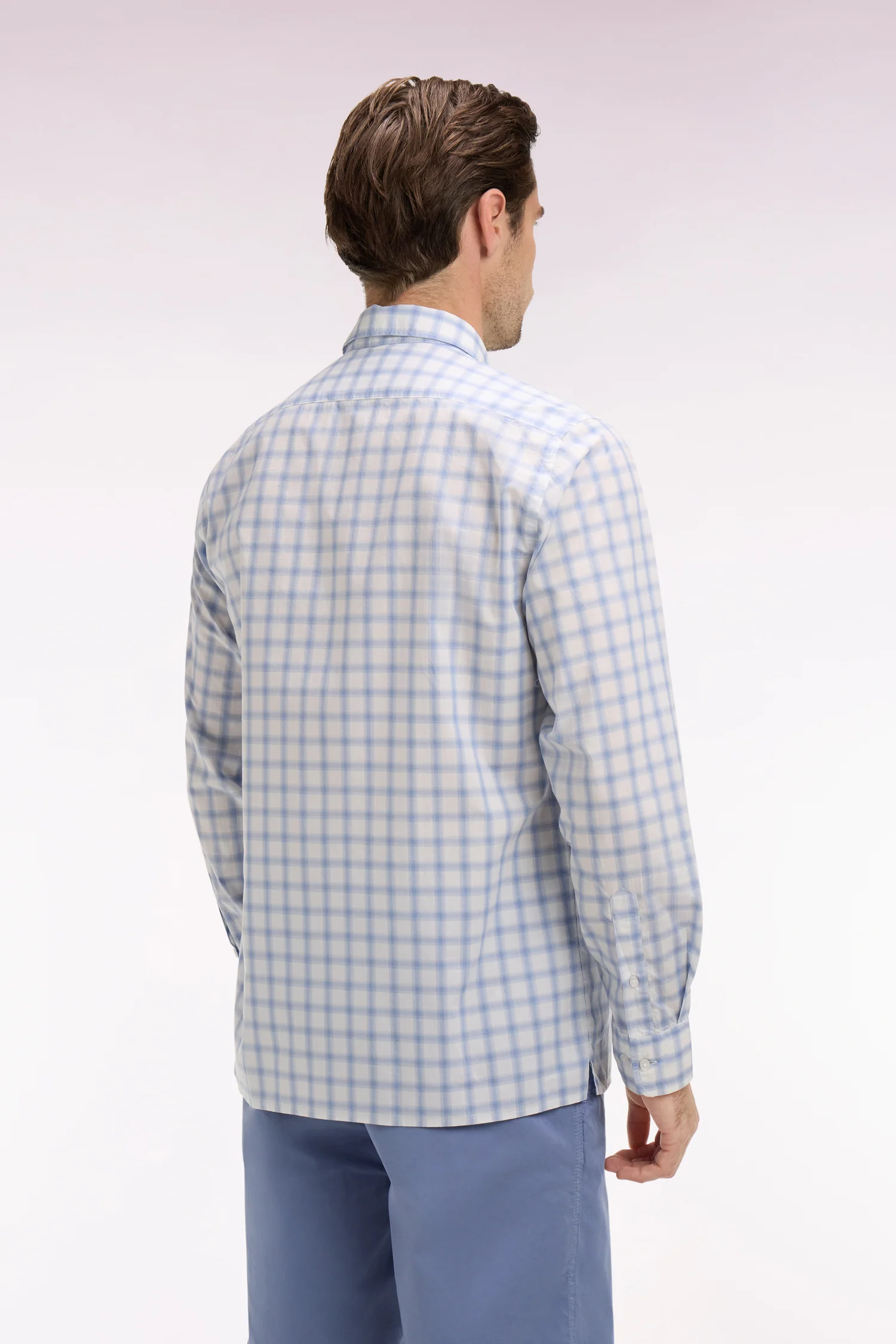 Chemise en coton à carreaux bleu - Image 5