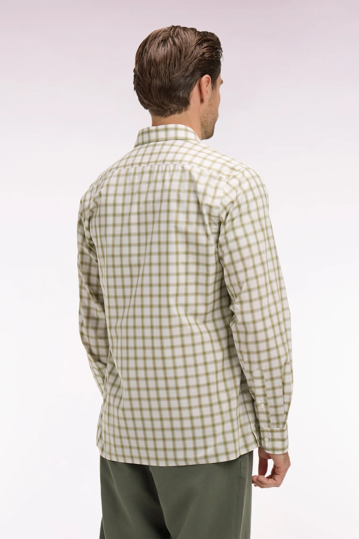 Chemise en coton à carreaux kaki - Image 5