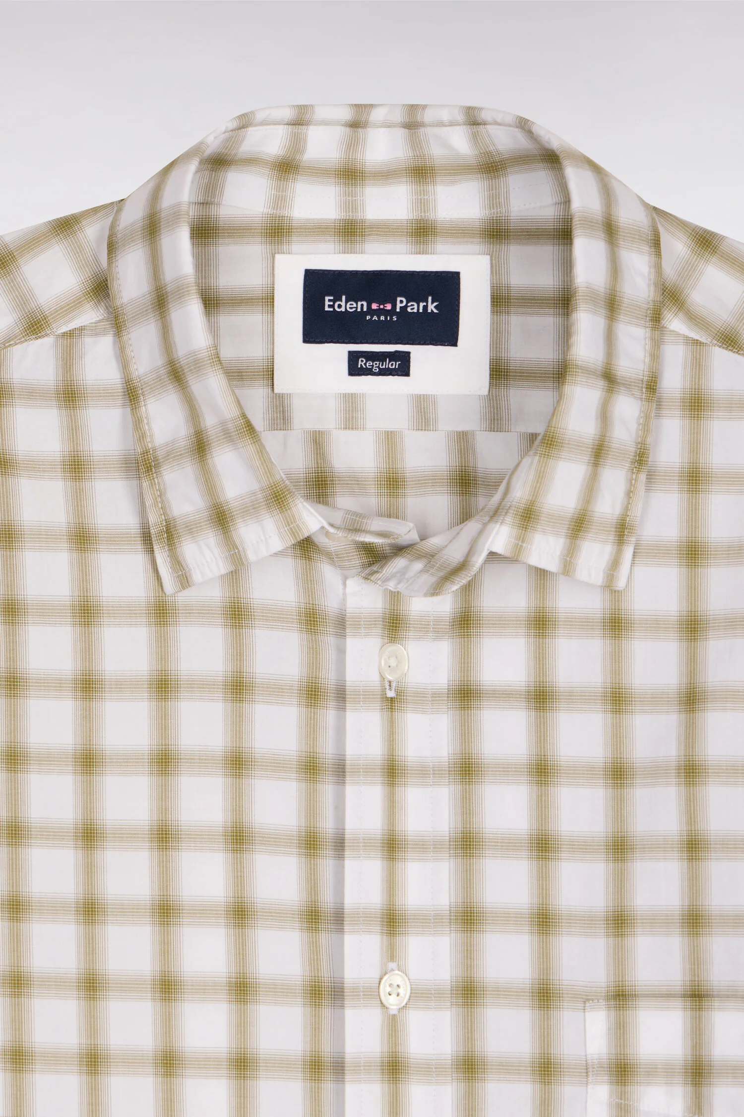 Chemise en coton à carreaux kaki - Image 6