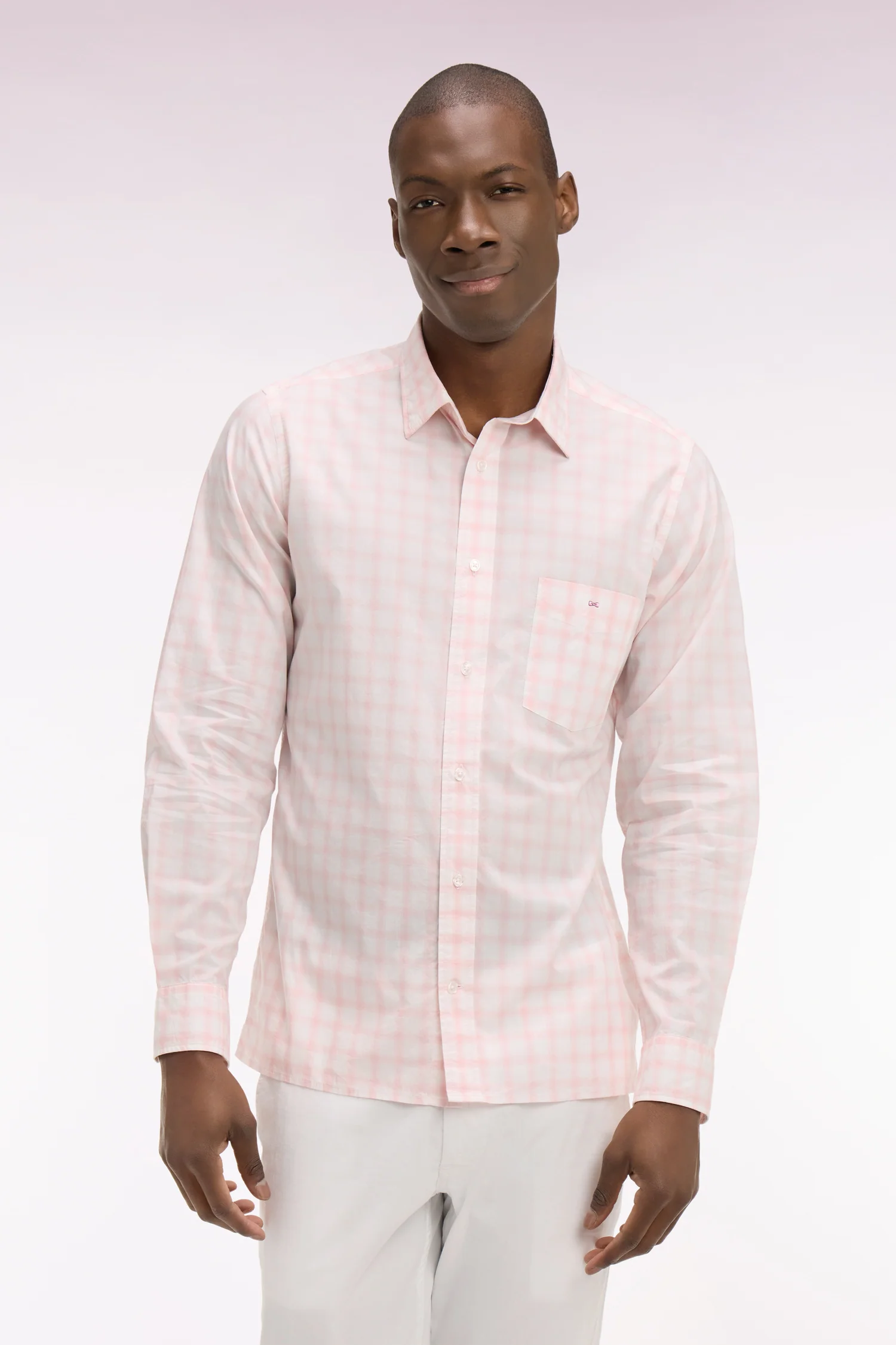 Chemise en coton à carreaux rose - Image 3