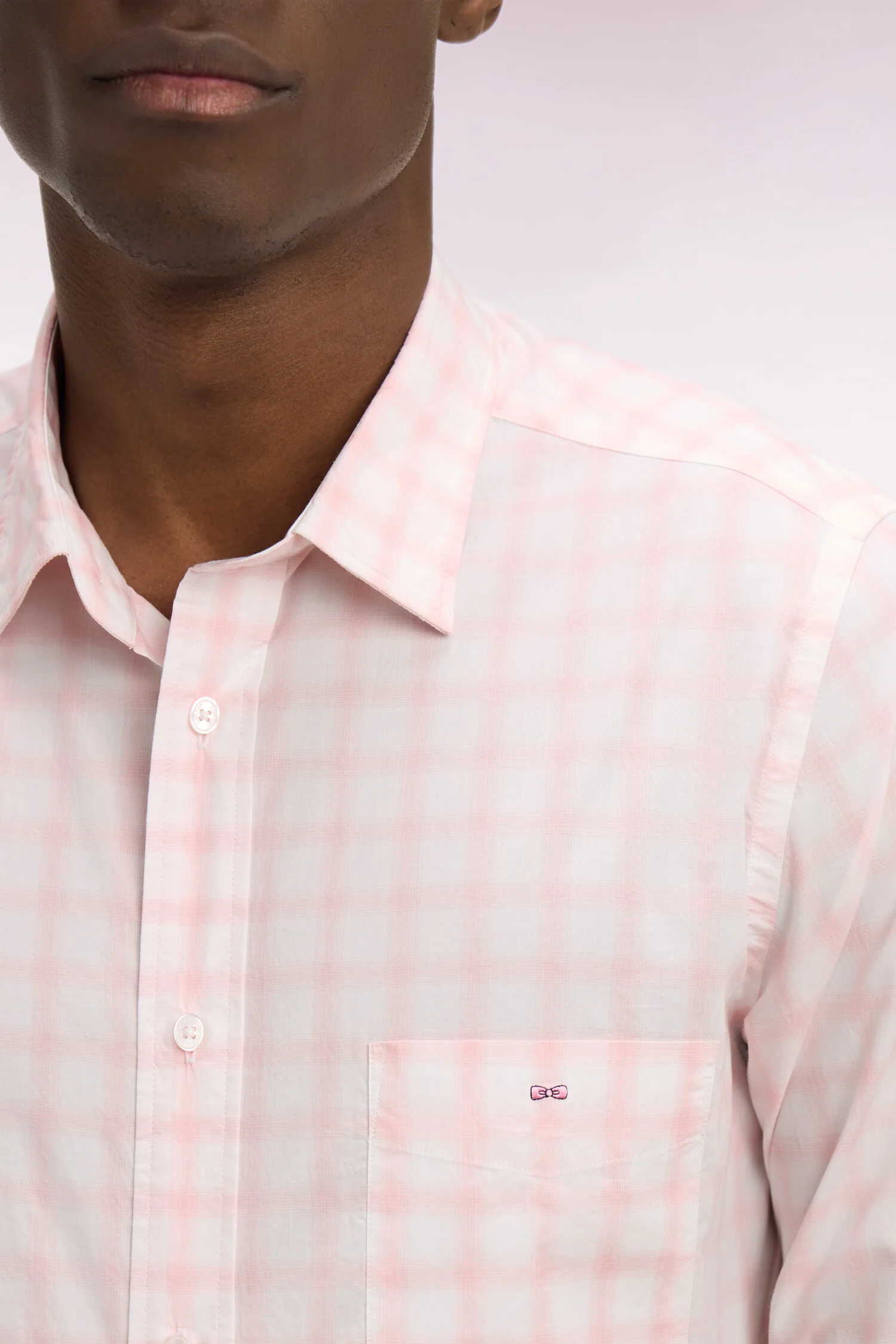 Chemise en coton à carreaux rose - Image 4