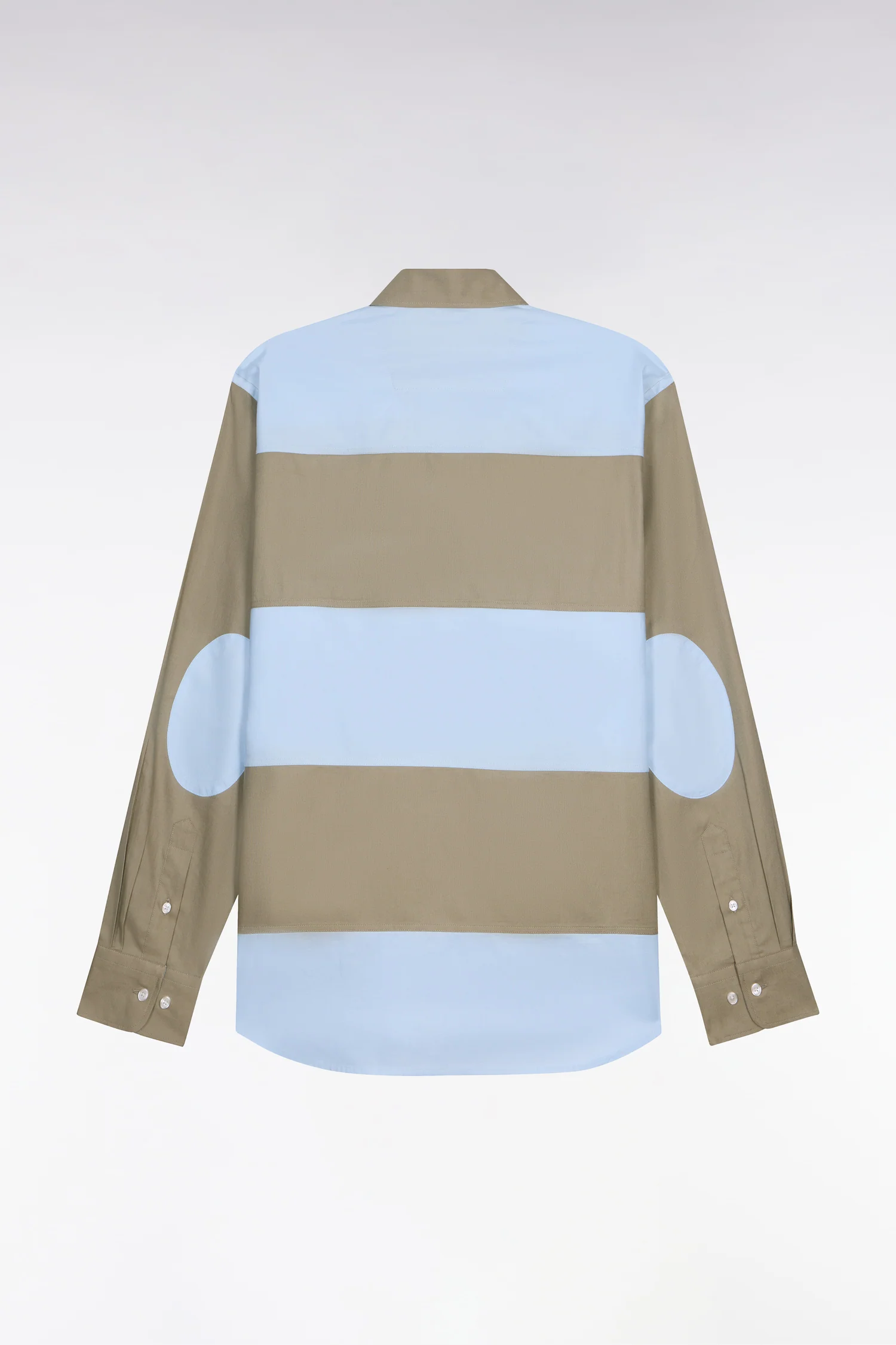 Chemise en coton à rayures rugby beige et ciel coupe regular - Image 2