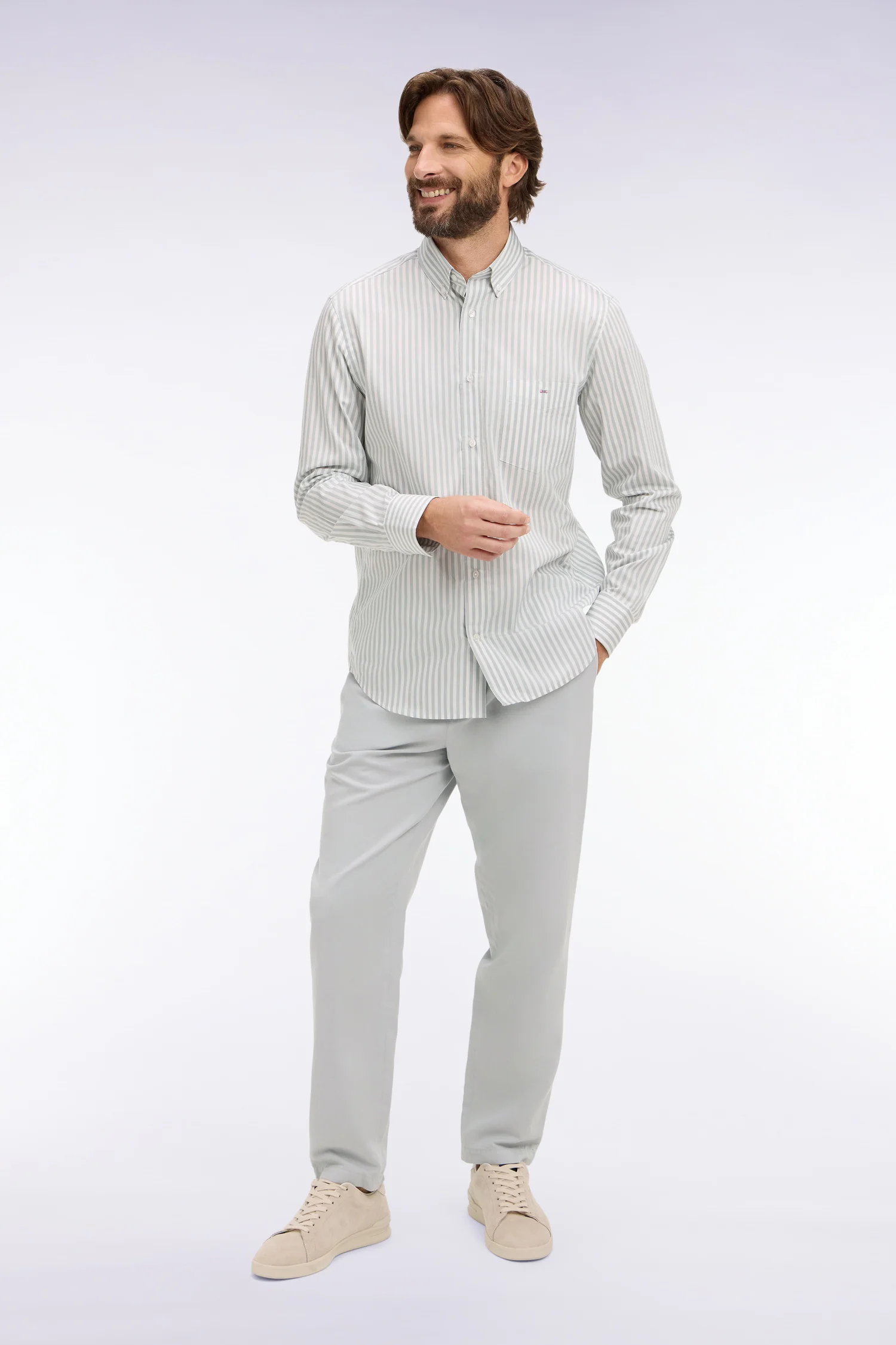 Chemise en coton ciel à rayures bâtons