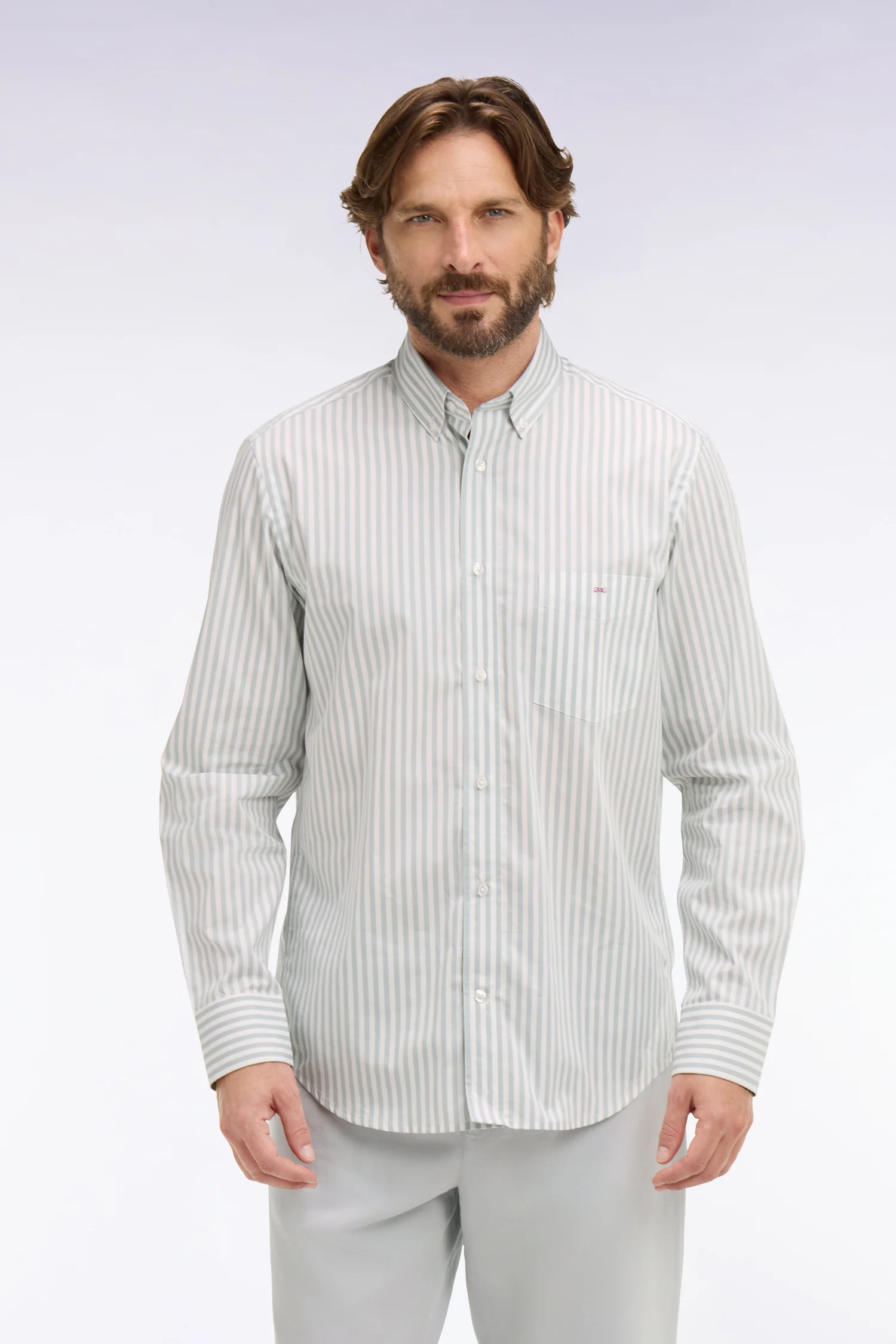 Chemise en coton ciel à rayures bâtons - Image 3