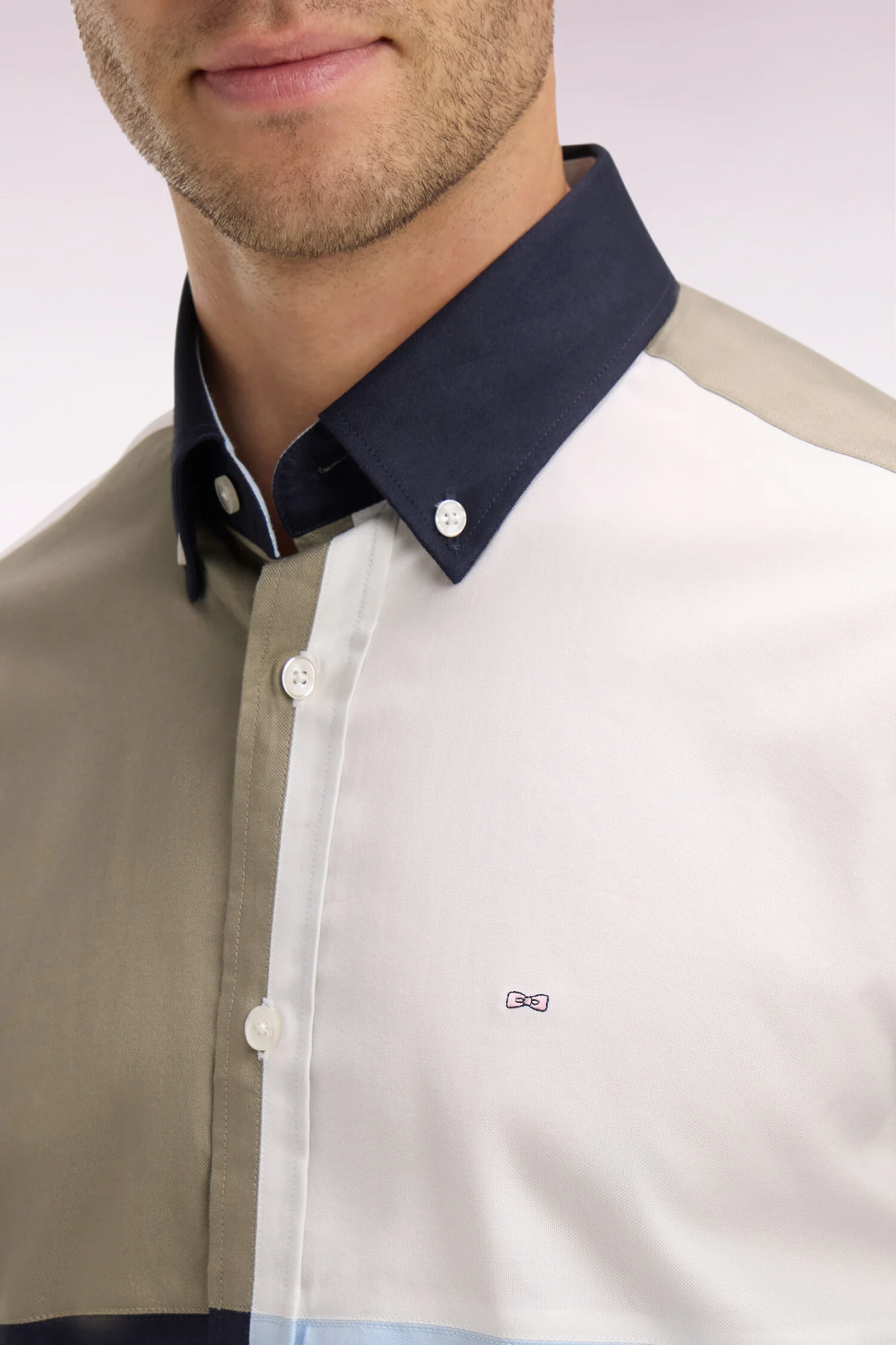 Chemise en coton ciel colorblock - Image 4