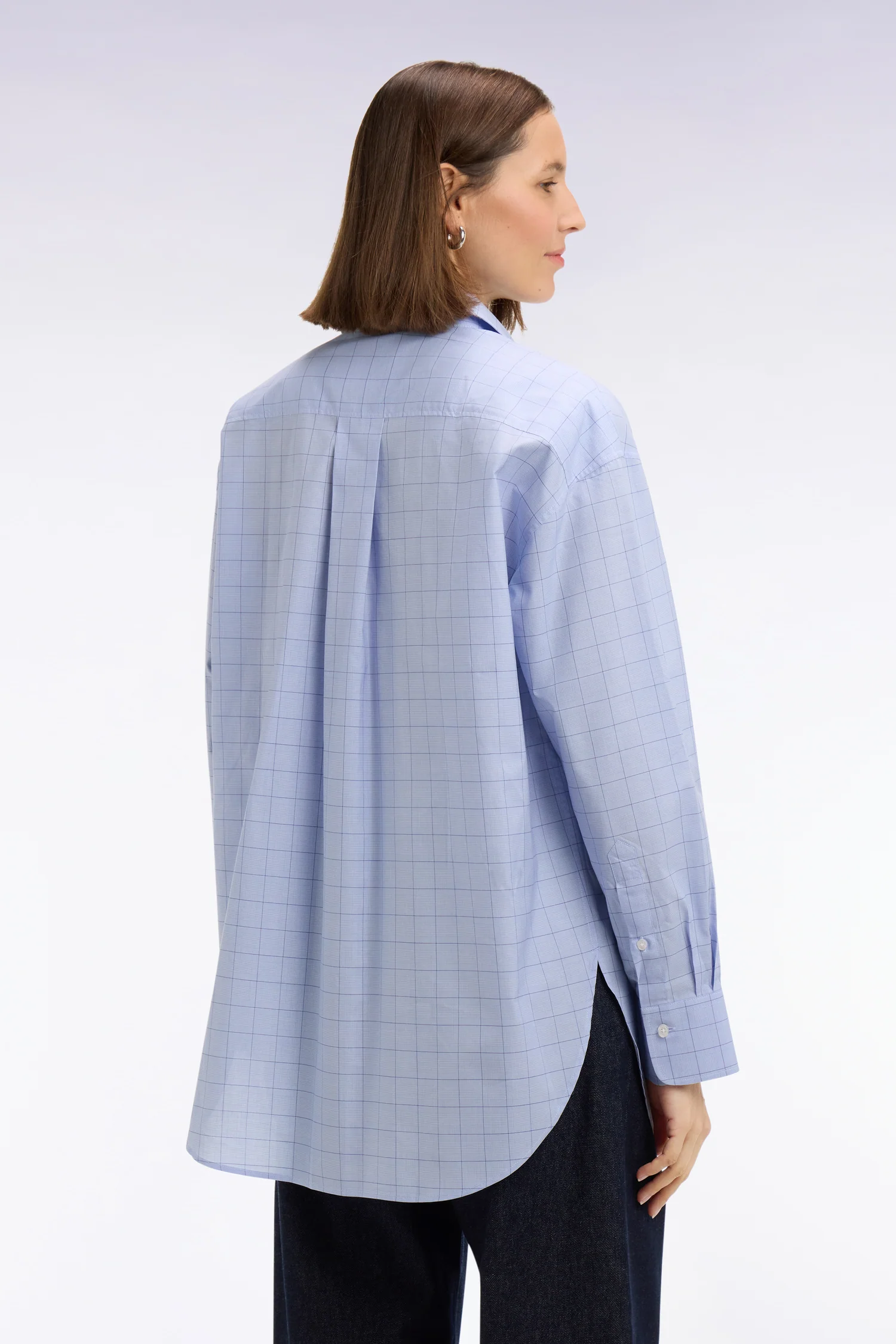 Chemise en coton ciel prince de Galles coupe oversized - Image 5