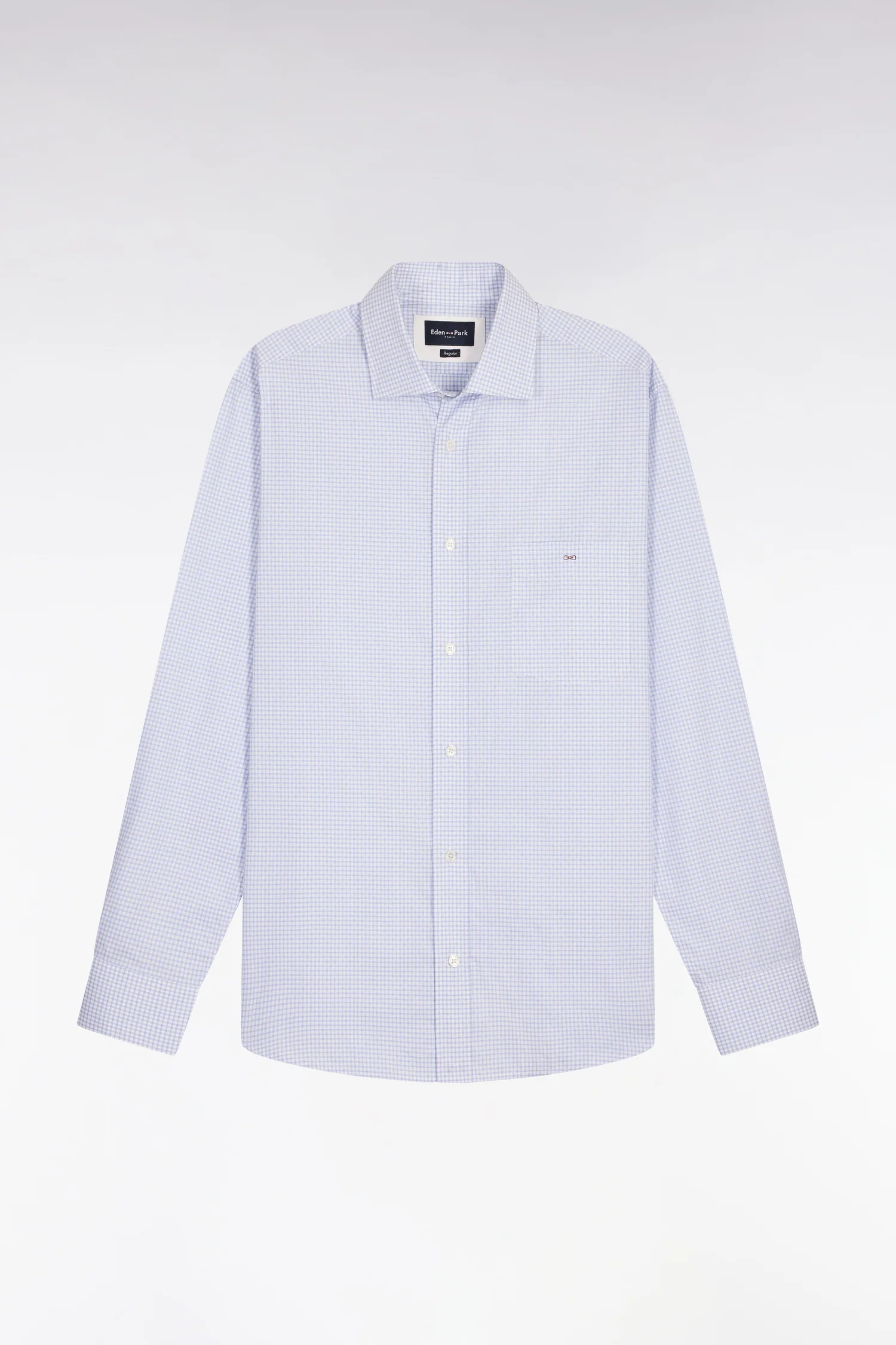 Chemise en coton dobby à carreaux ciel coupe regular - Image 2
