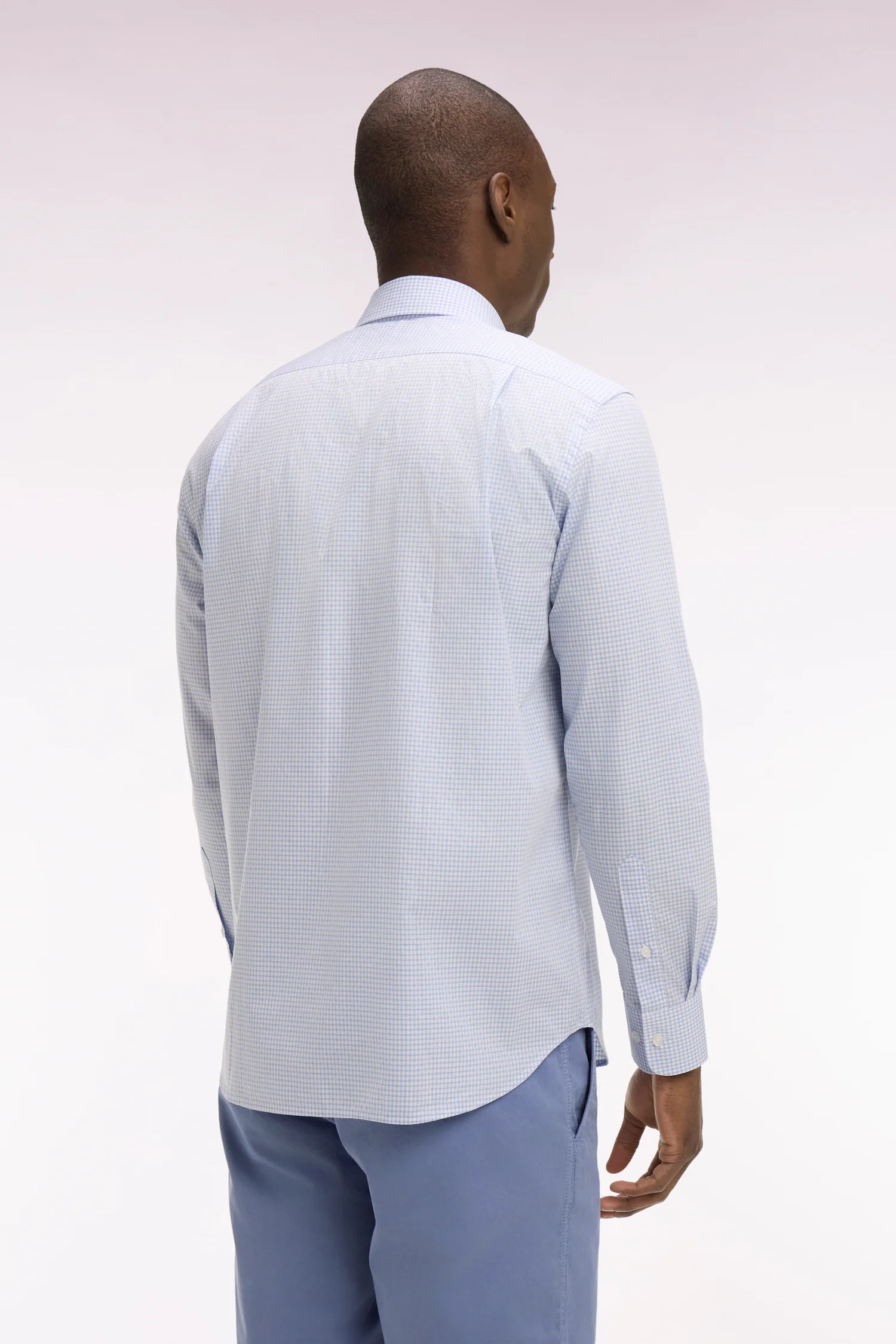 Chemise en coton dobby à carreaux ciel coupe regular - Image 5