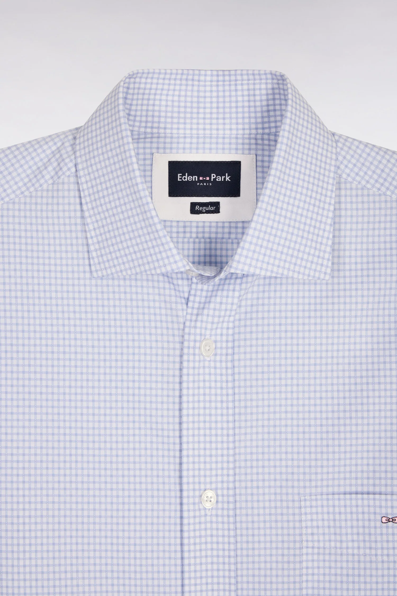 Chemise en coton dobby à carreaux ciel coupe regular - Image 6