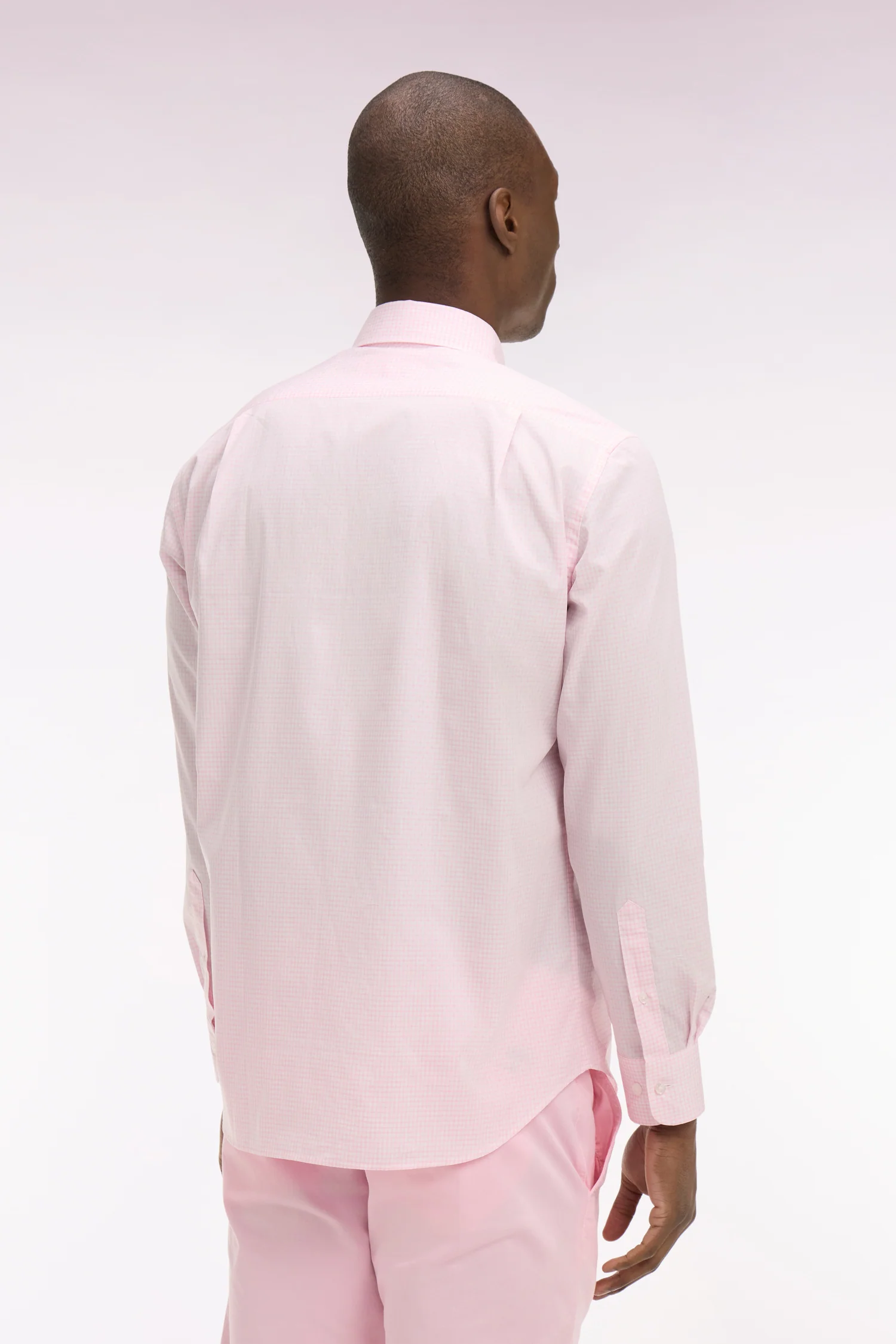 Chemise en coton dobby à carreaux rose coupe regular - Image 5