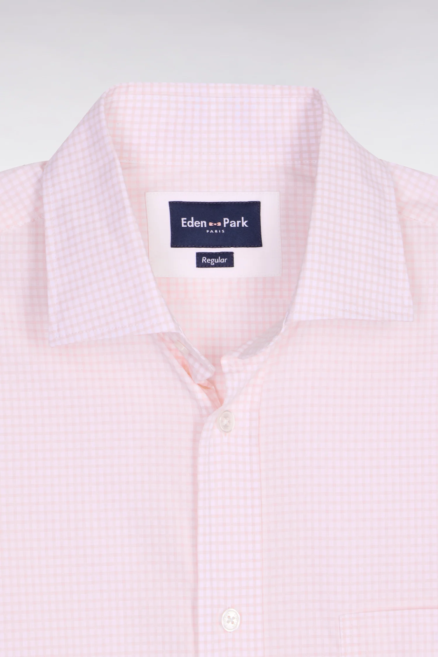 Chemise en coton dobby à carreaux rose coupe regular - Image 6