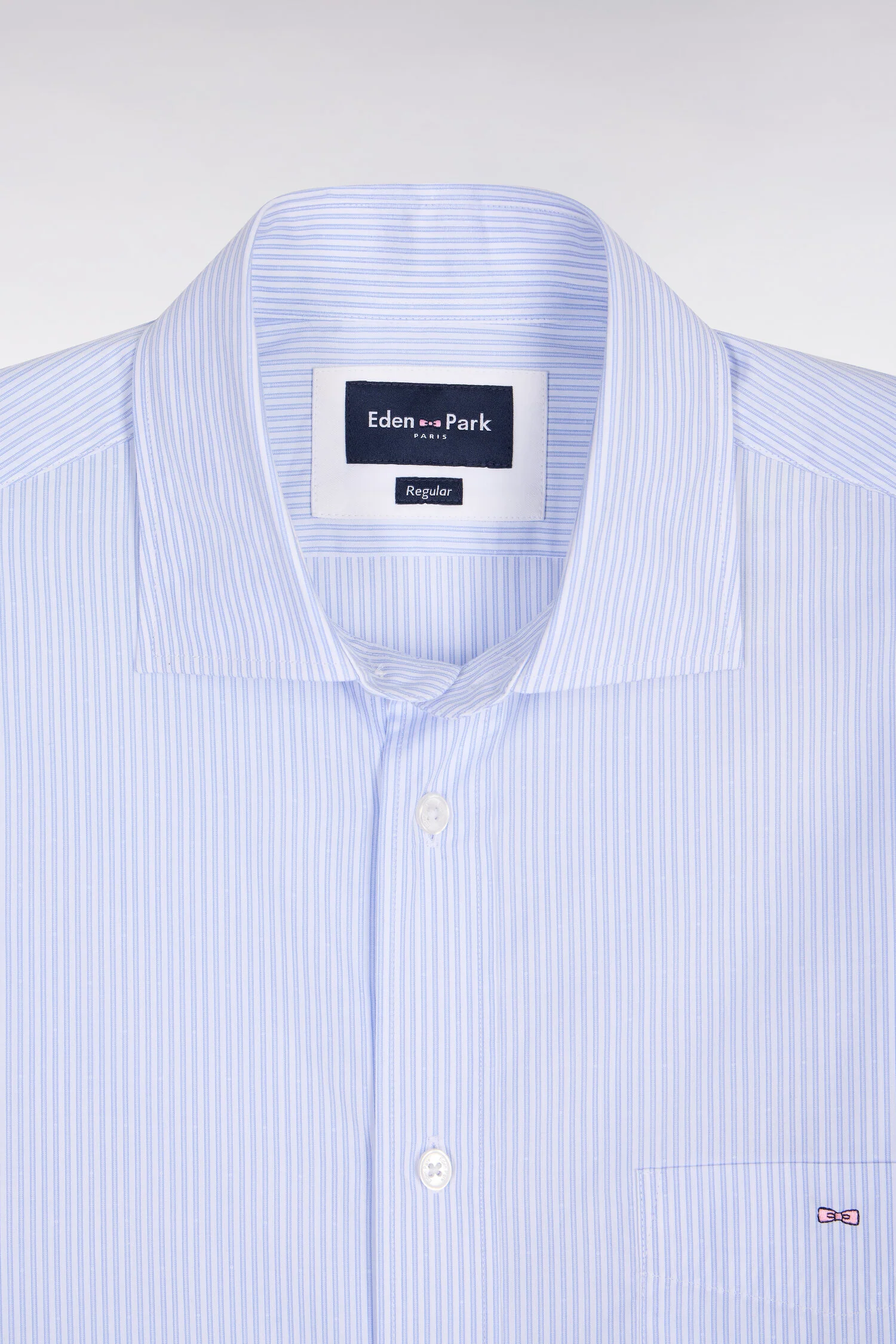 Chemise en coton dobby à rayures ciel coupe regular - Image 6