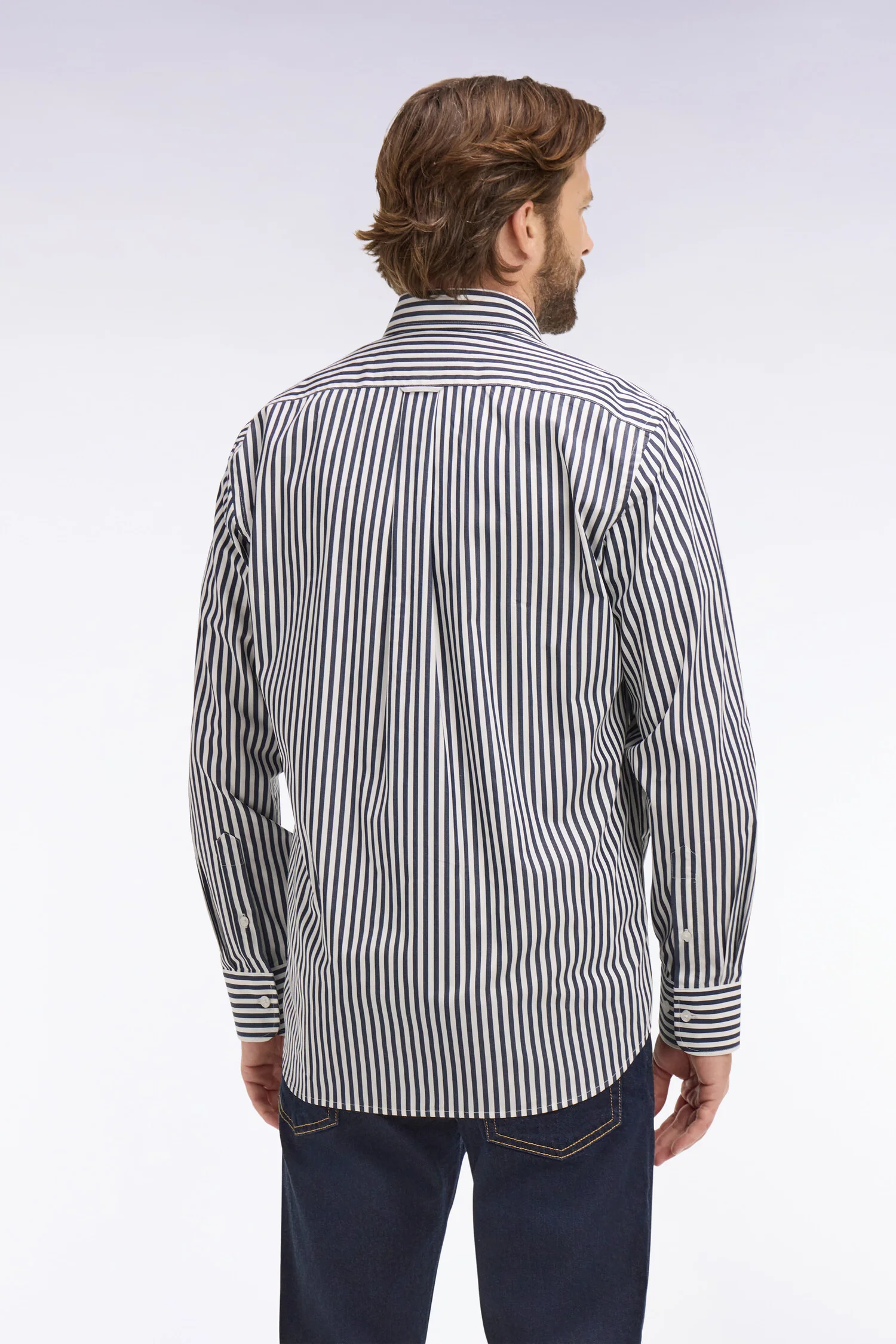 Chemise en coton marine à rayures bâtons - Image 5