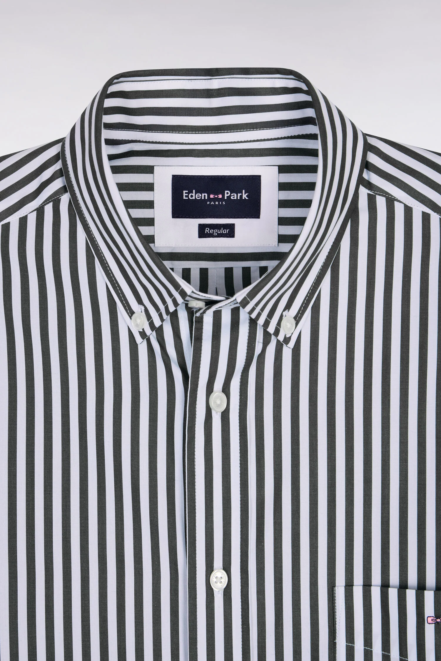 Chemise en coton marine à rayures bâtons - Image 6