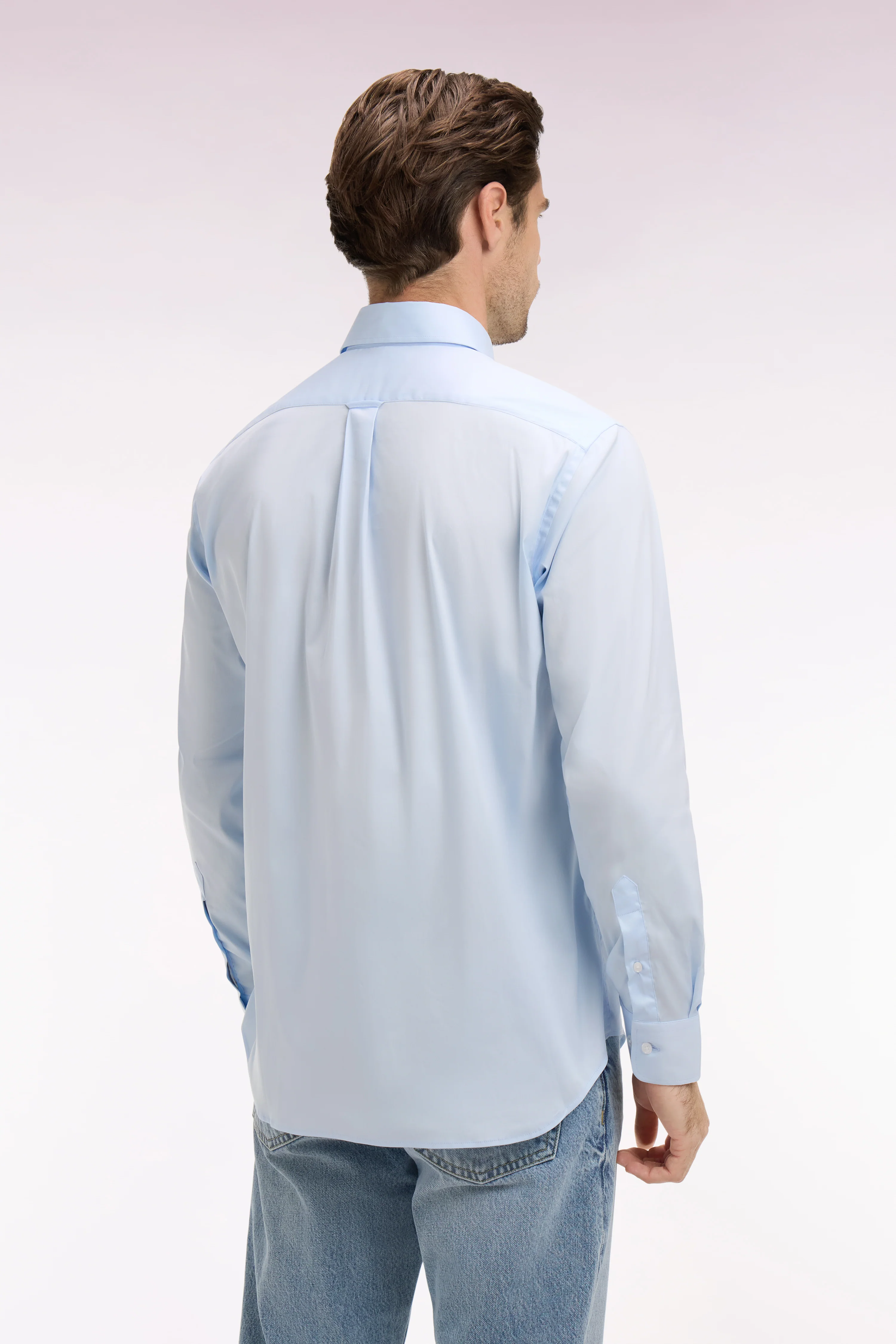 Chemise en coton mélangé bleu ciel coupe regular - Image 5