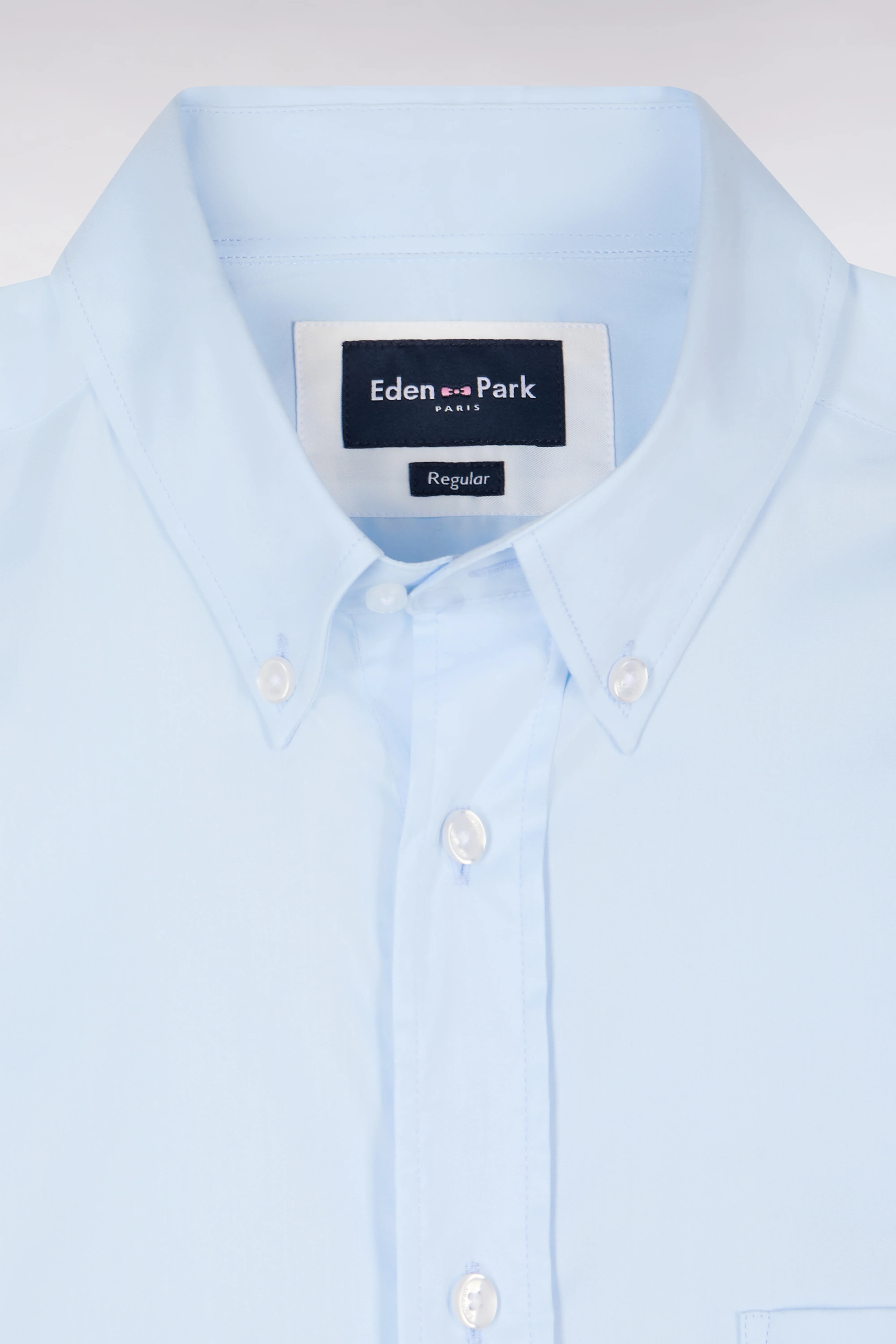 Chemise en coton mélangé bleu ciel coupe regular - Image 6