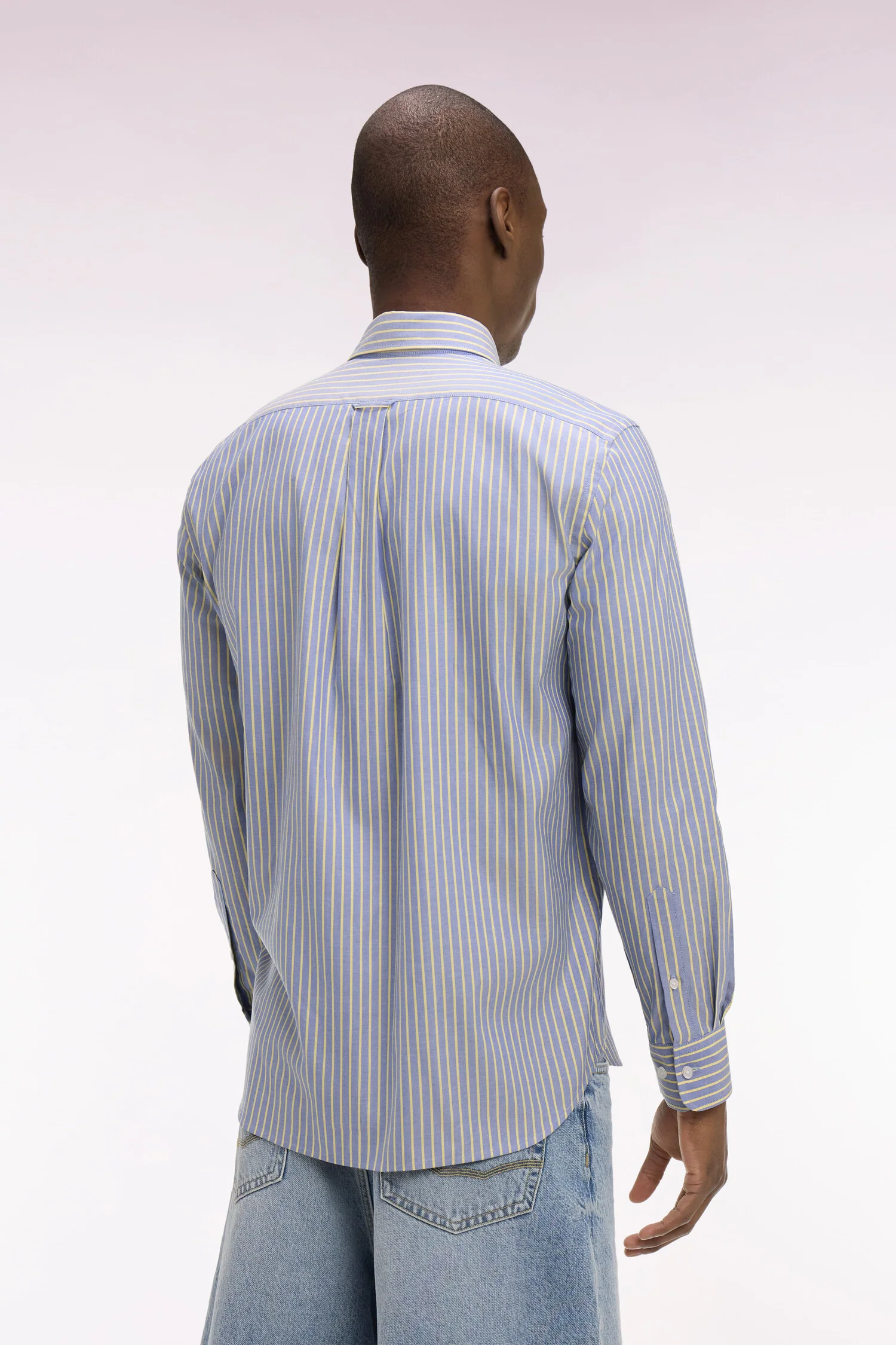 Chemise en coton pinpoint à rayures jaunes coupe regular - Image 5