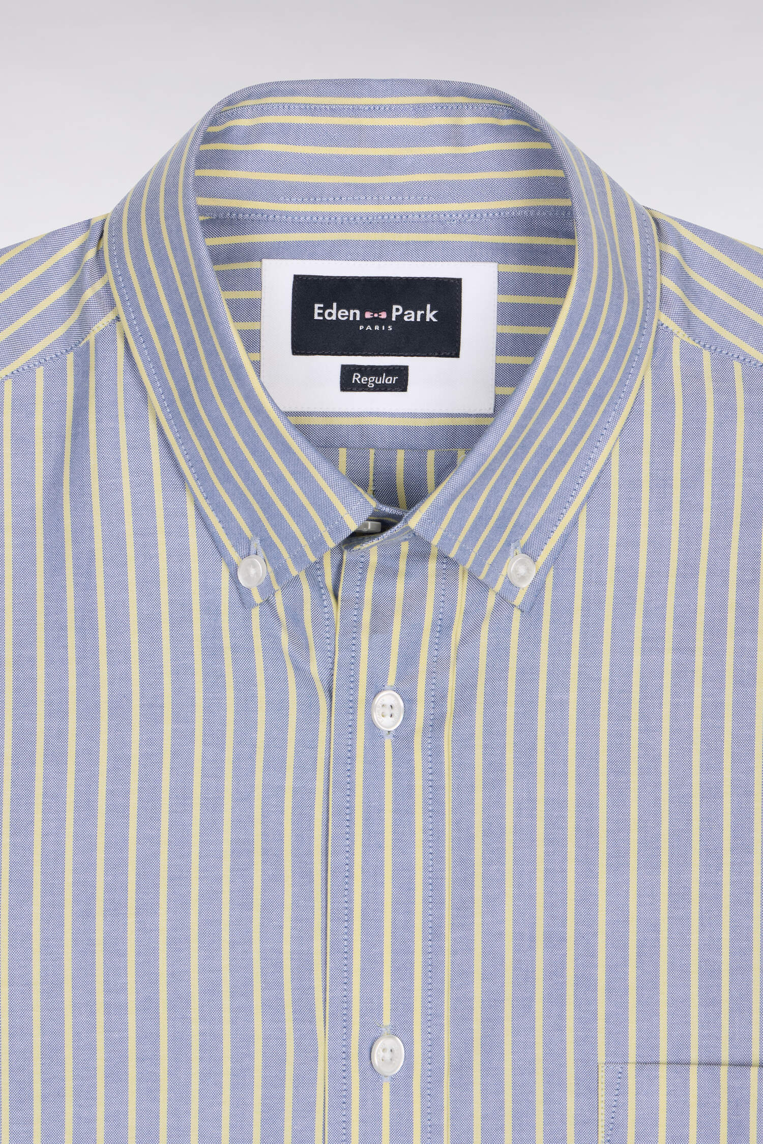 Chemise en coton pinpoint à rayures jaunes coupe regular - Image 6