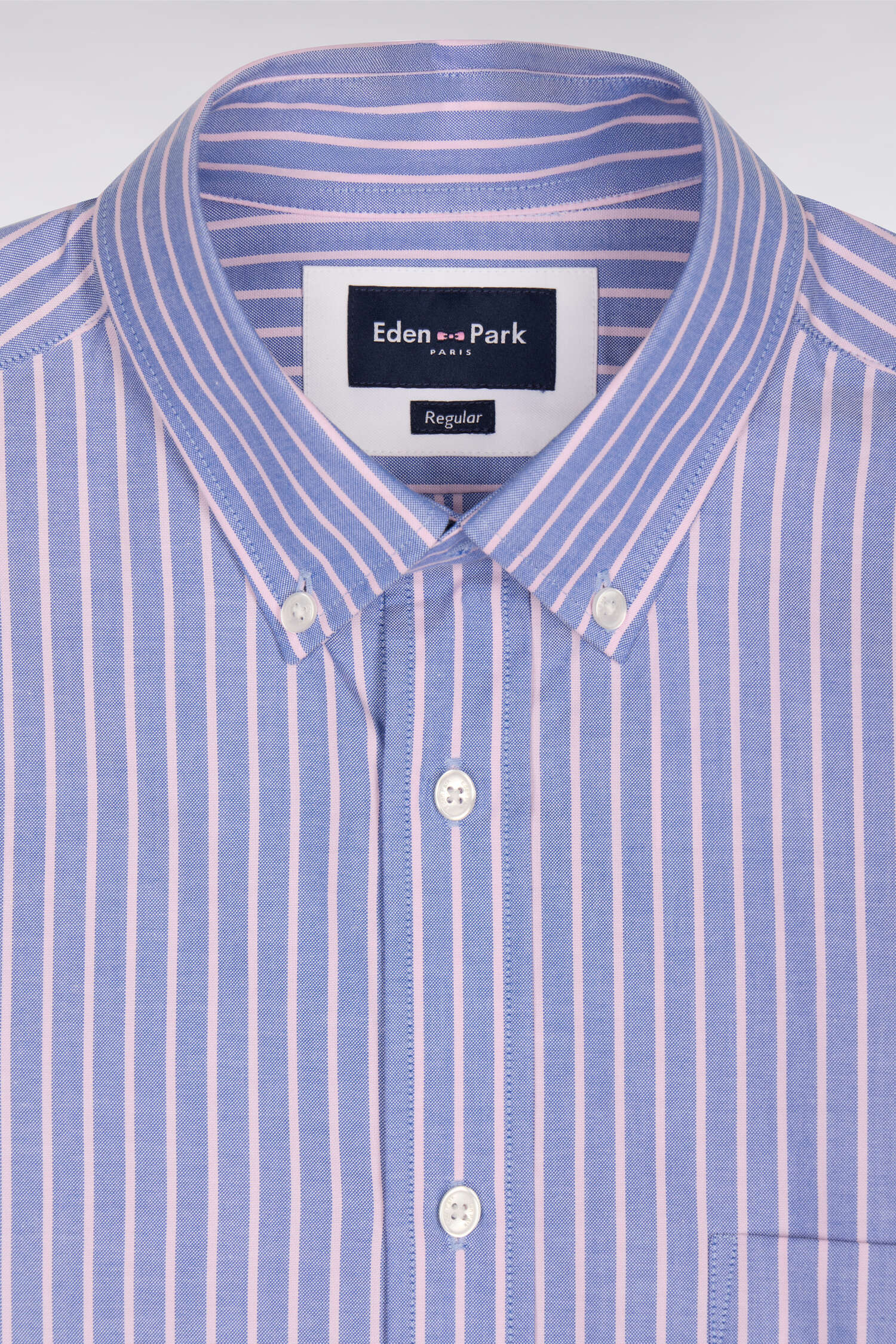Chemise en coton pinpoint à rayures roses coupe regular - Image 6