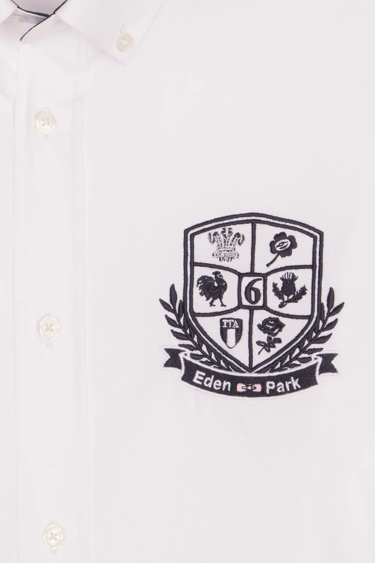 Chemise en coton pinpoint blanc broderie blason 6 Nations - Image 6