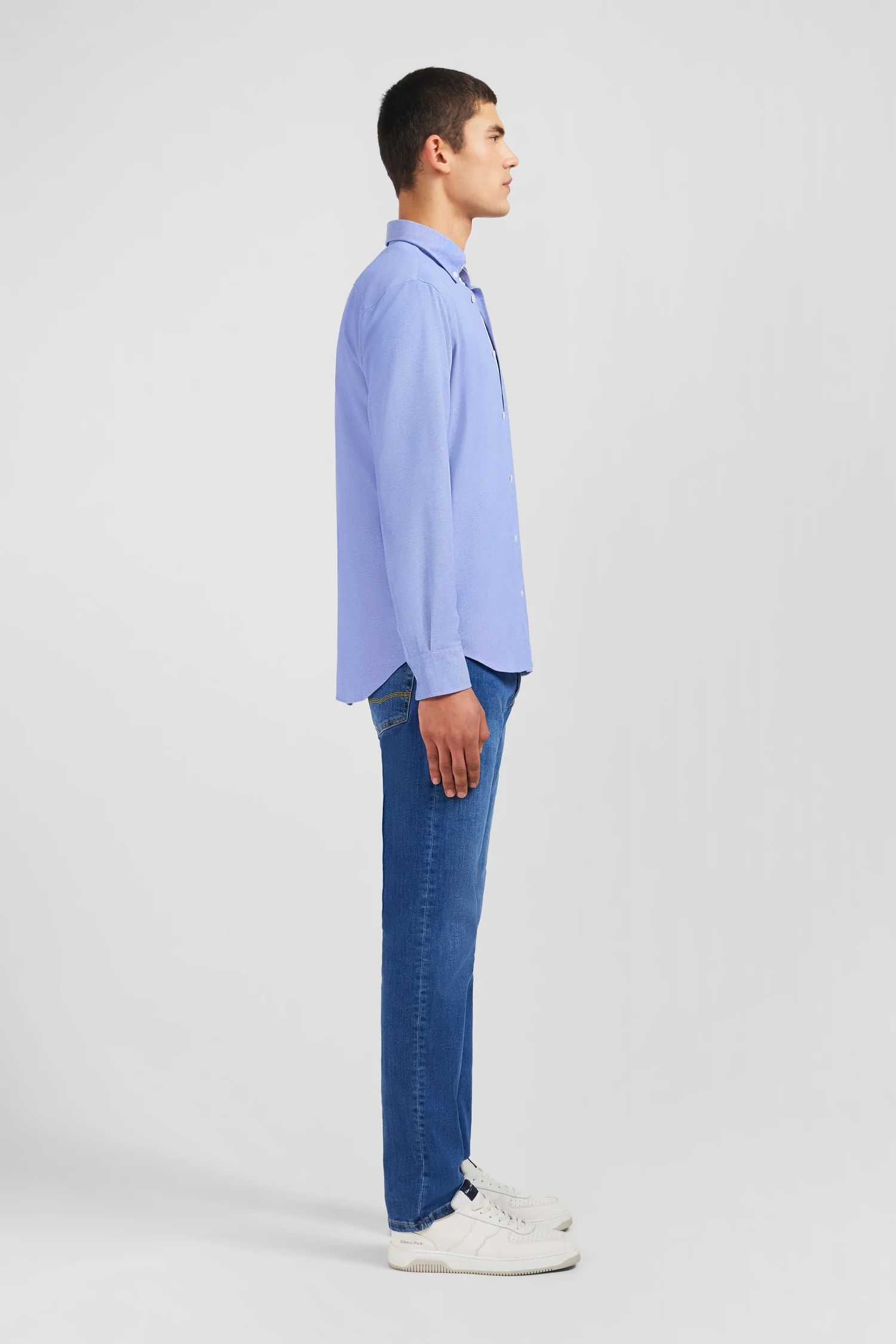 Chemise en coton pinpoint bleu - Image 5