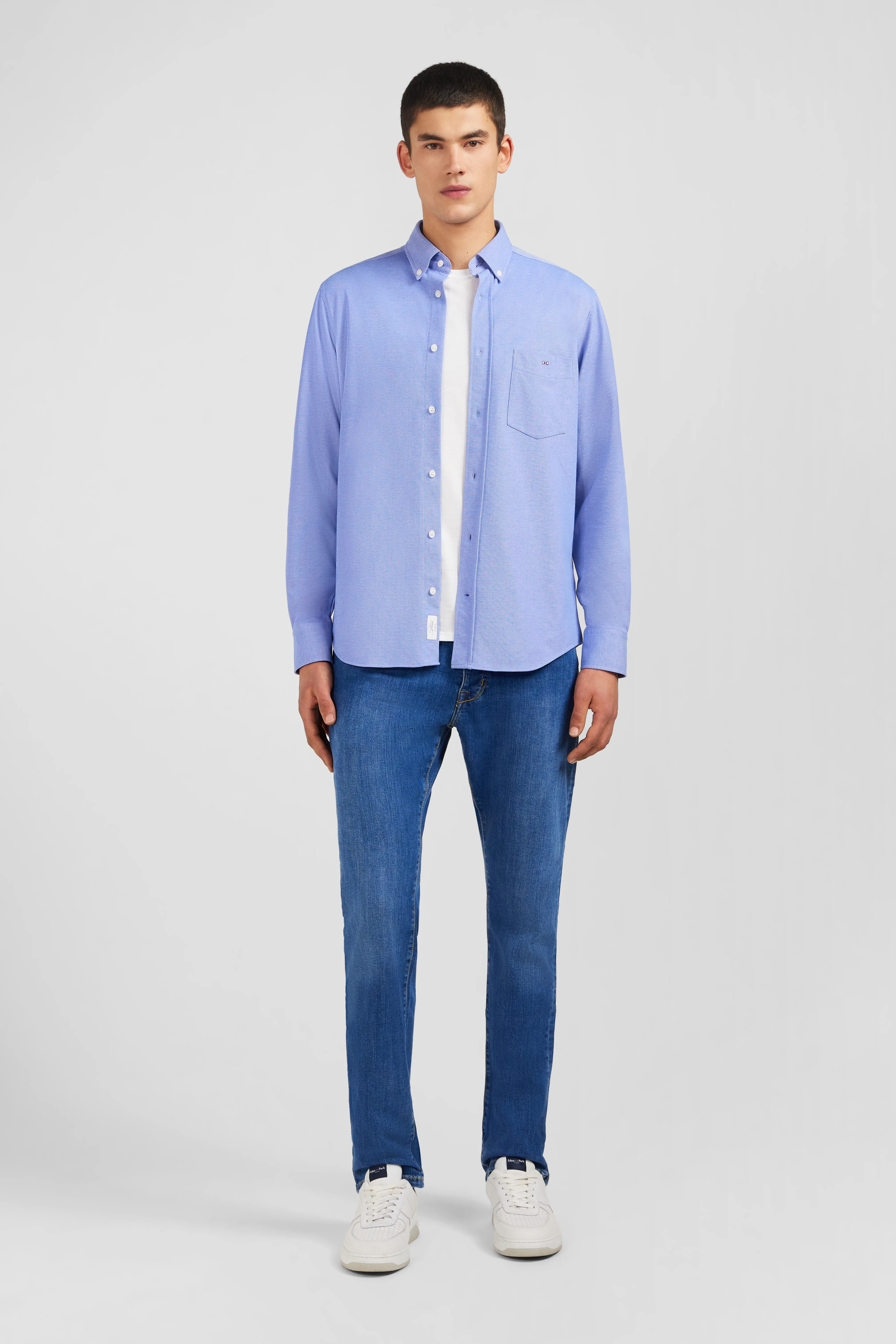 Chemise en coton pinpoint bleu - Image 7