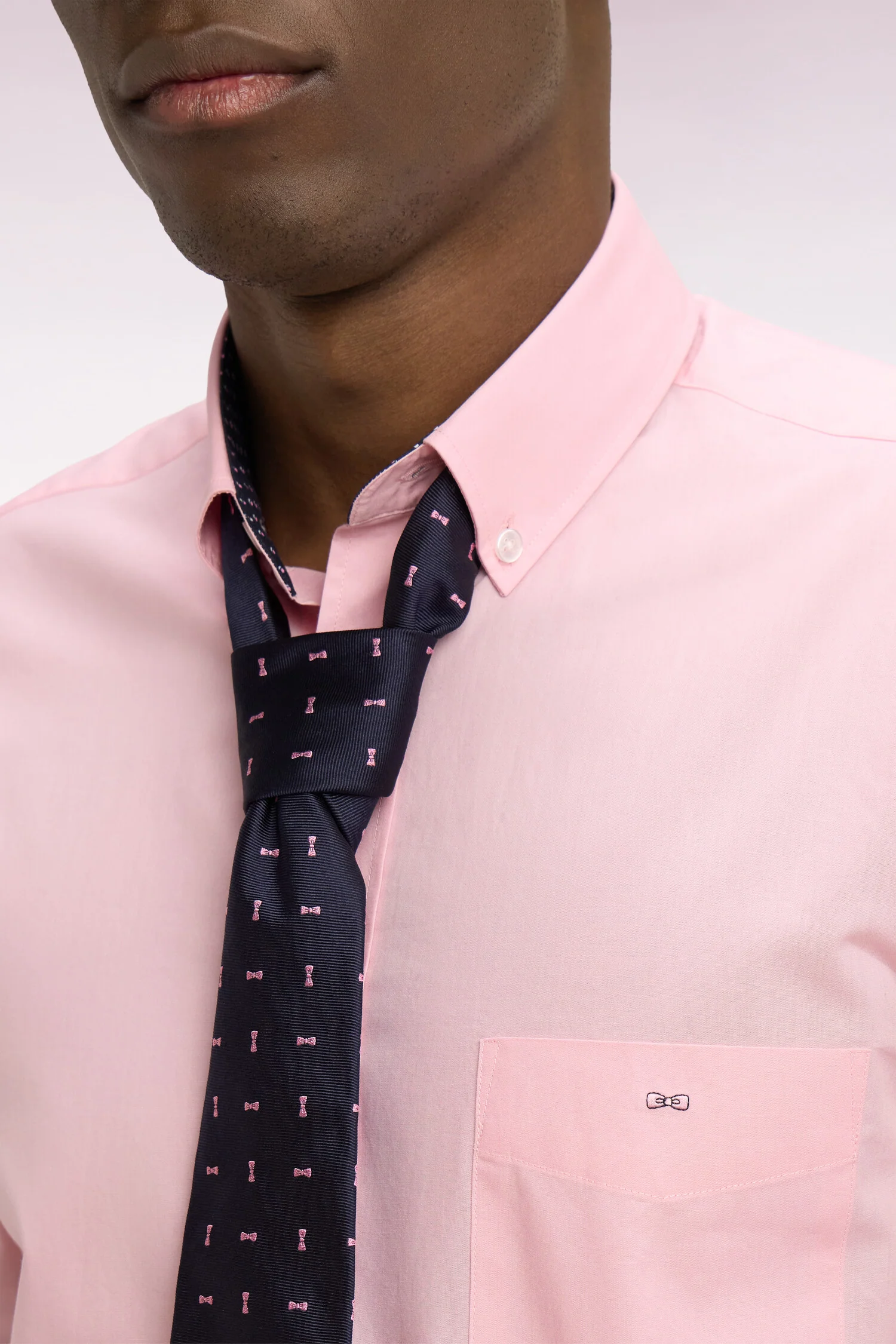 Chemise en coton rose à coudières imprimées - Image 4