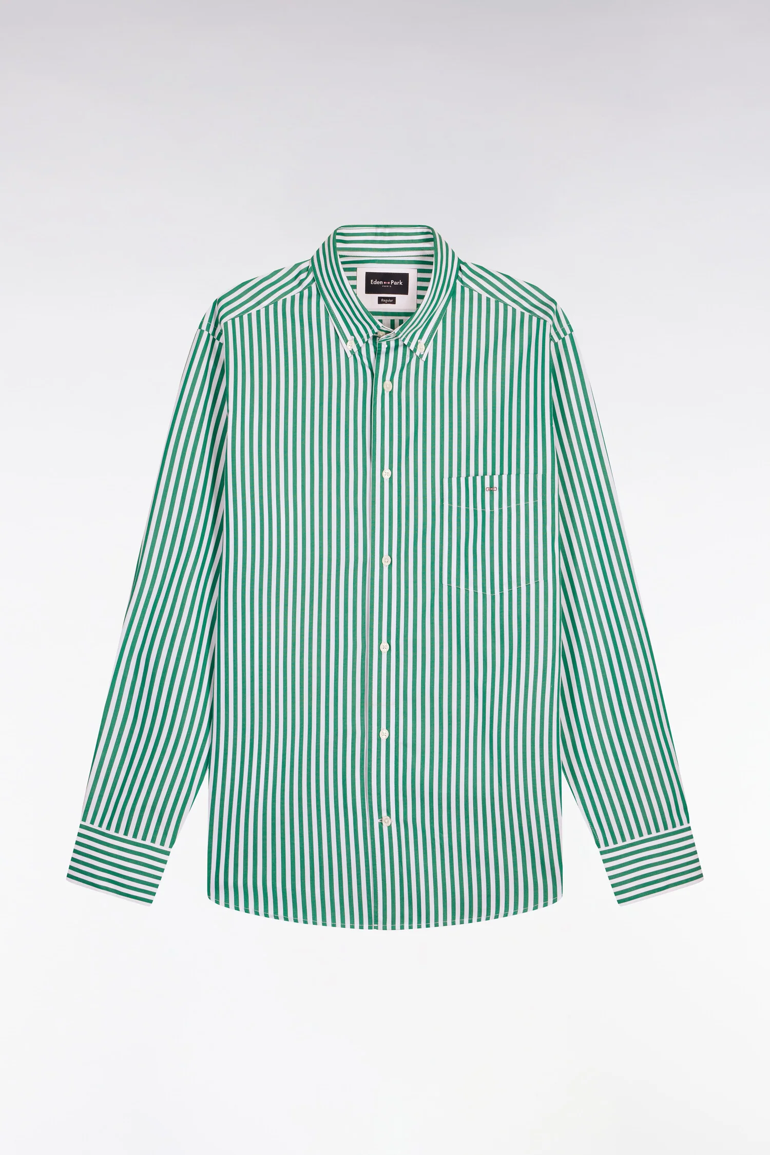 Chemise en coton vert à rayures bâtons - Image 2