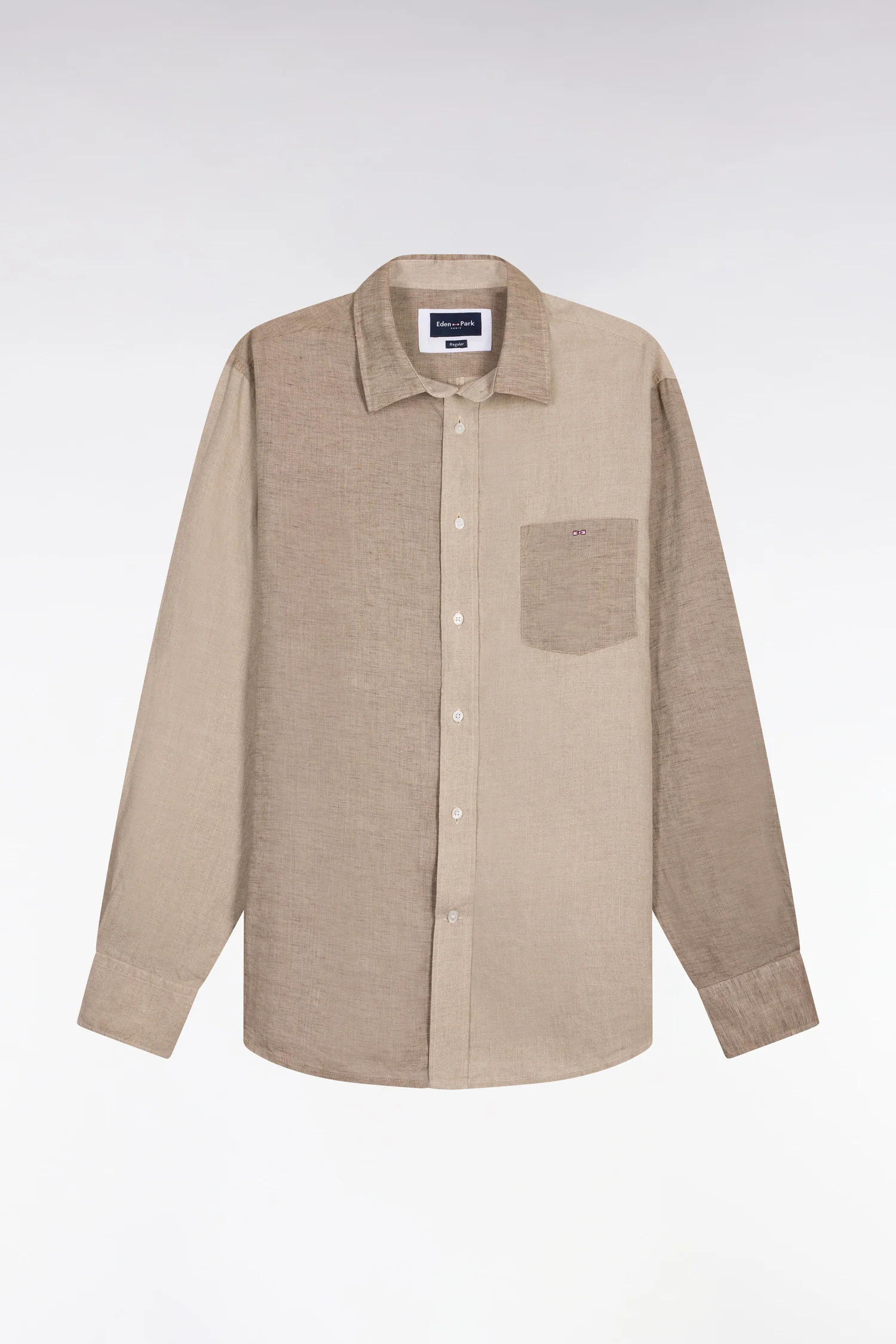 Chemise en lin bicolore beige coupe regular - Image 2