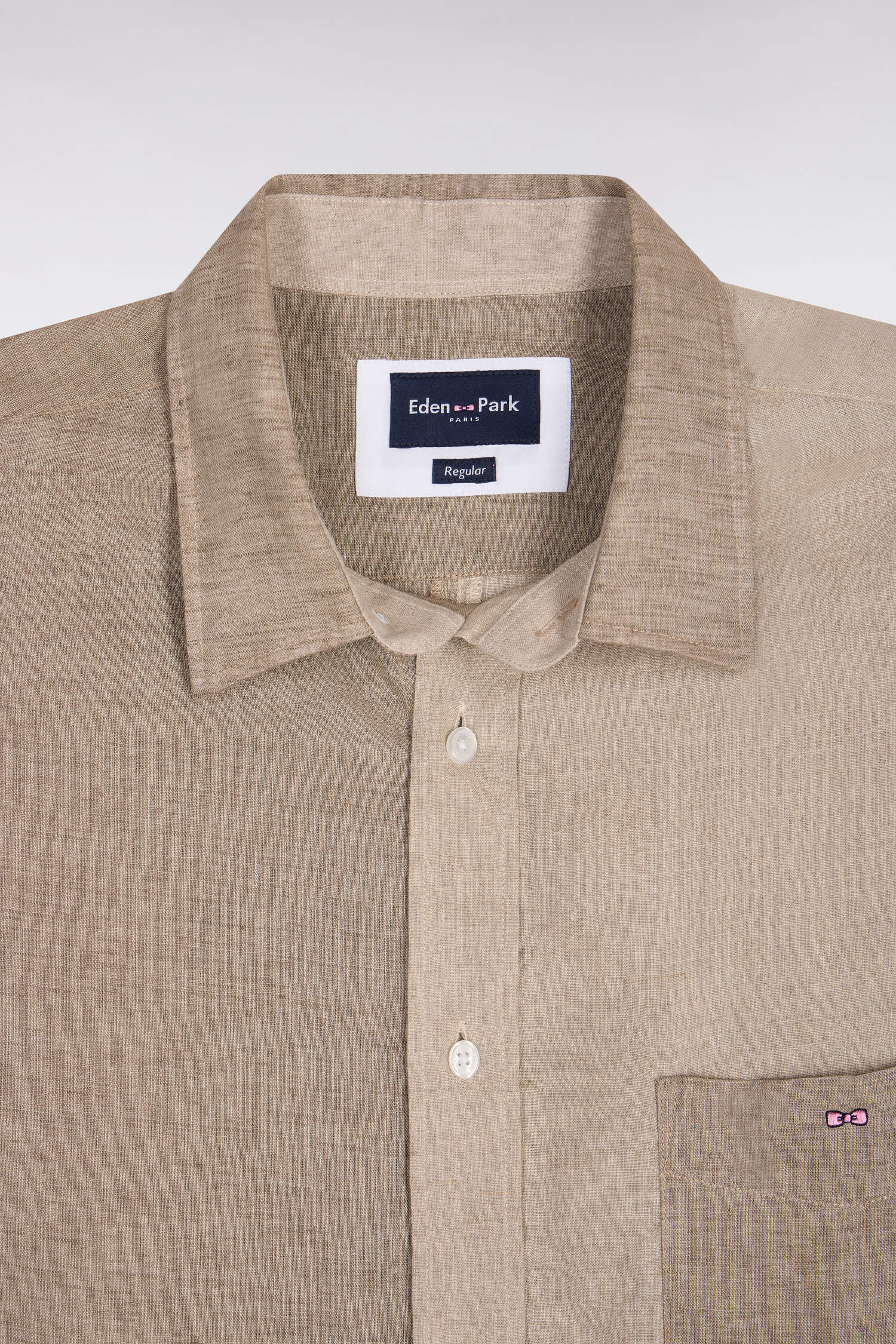 Chemise en lin bicolore beige coupe regular - Image 6