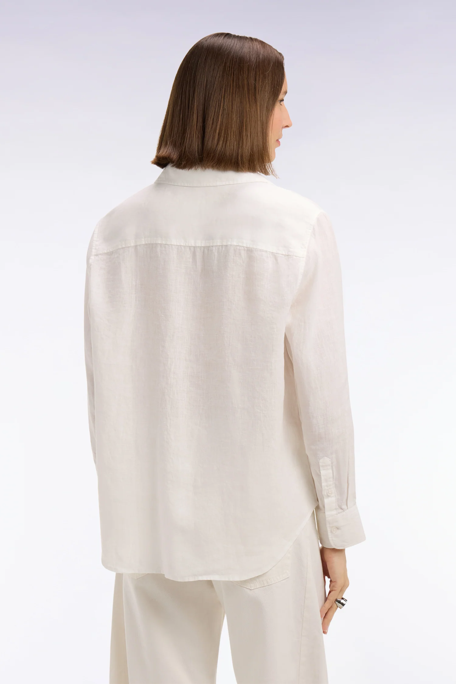 Chemise en lin blanc à poches plaquées - Image 5