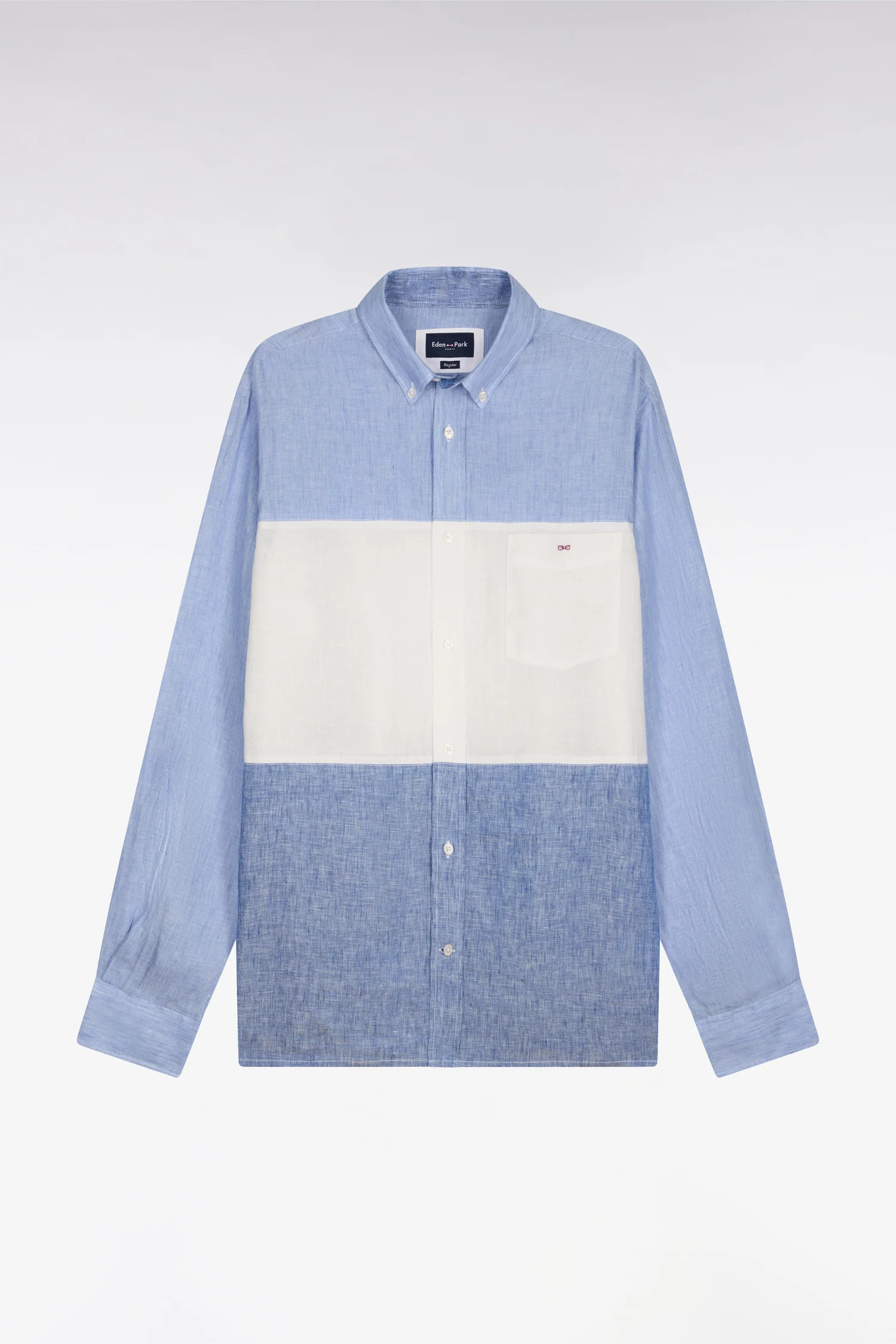 Chemise en lin bleu tricolore - Image 2