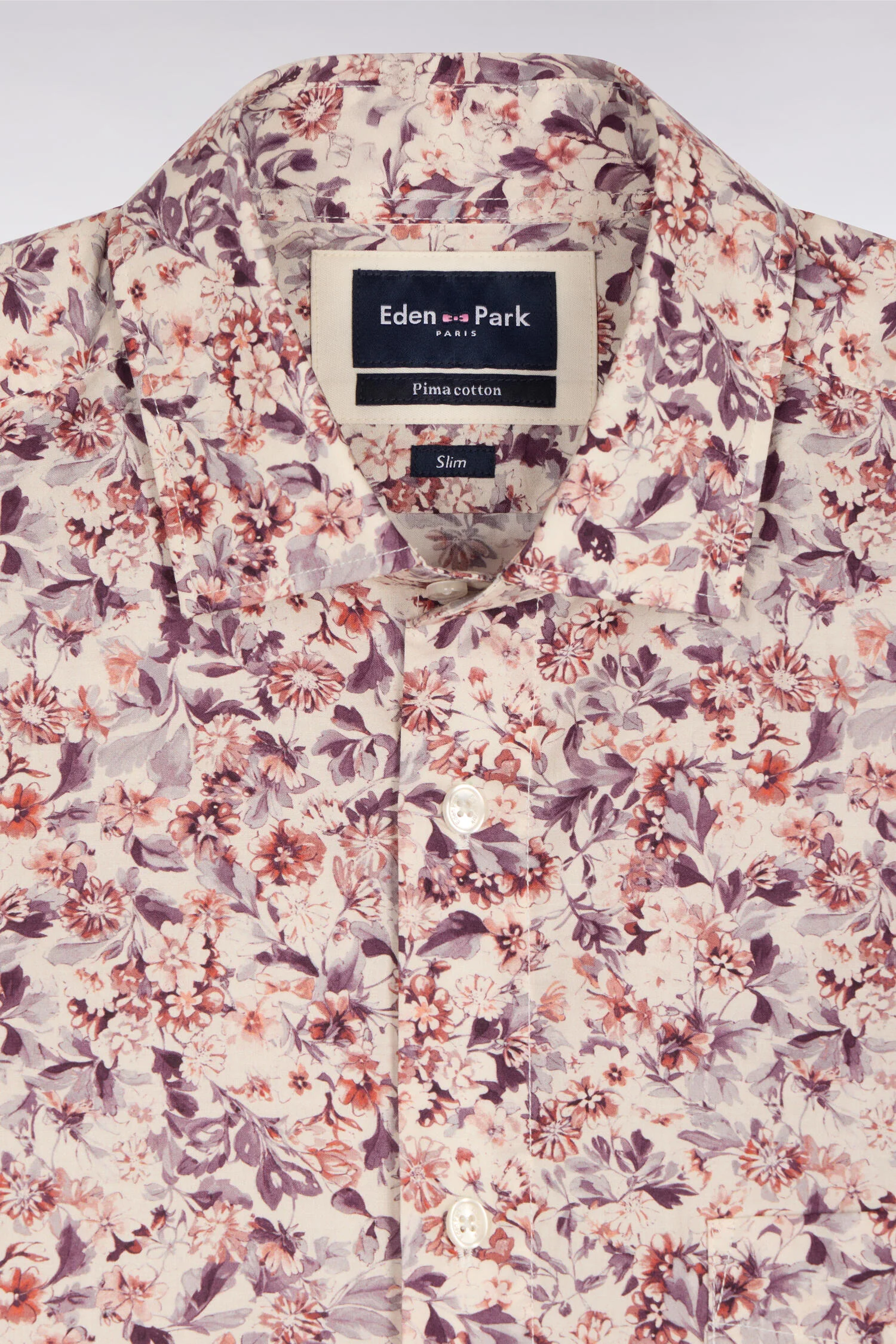 Chemise en popeline de coton blanche à microimprimé floral coupe slim - Image 6