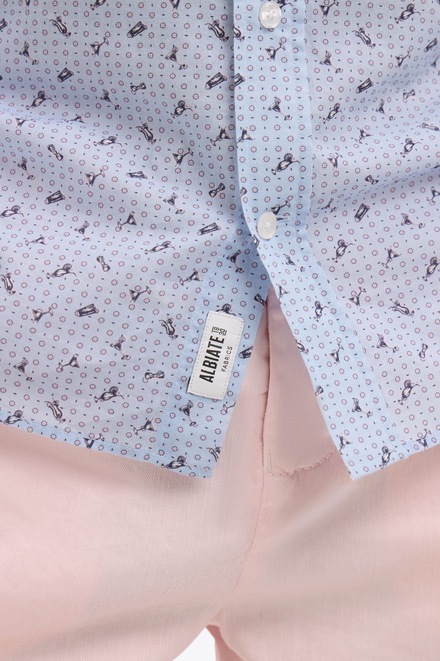 Chemise en popeline de coton bleu ciel à micromotifs coupe slim - Image 4