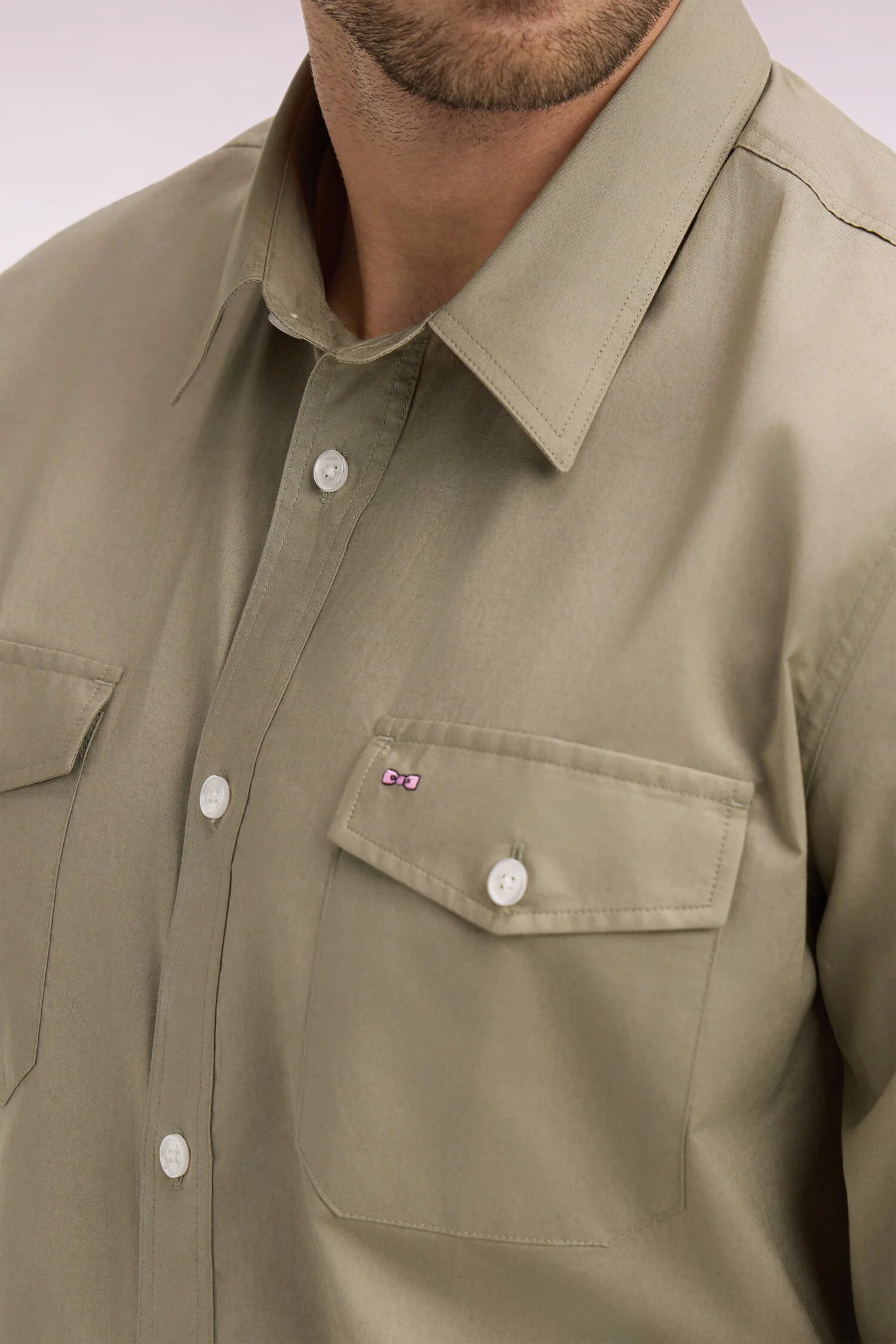 Chemise en popeline de coton Pima kaki coupe regular - Image 4