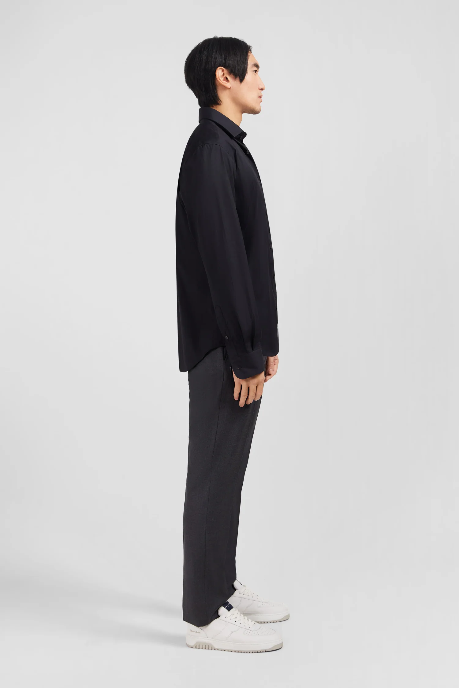 Chemise noir slim en popeline stretch - Image 5
