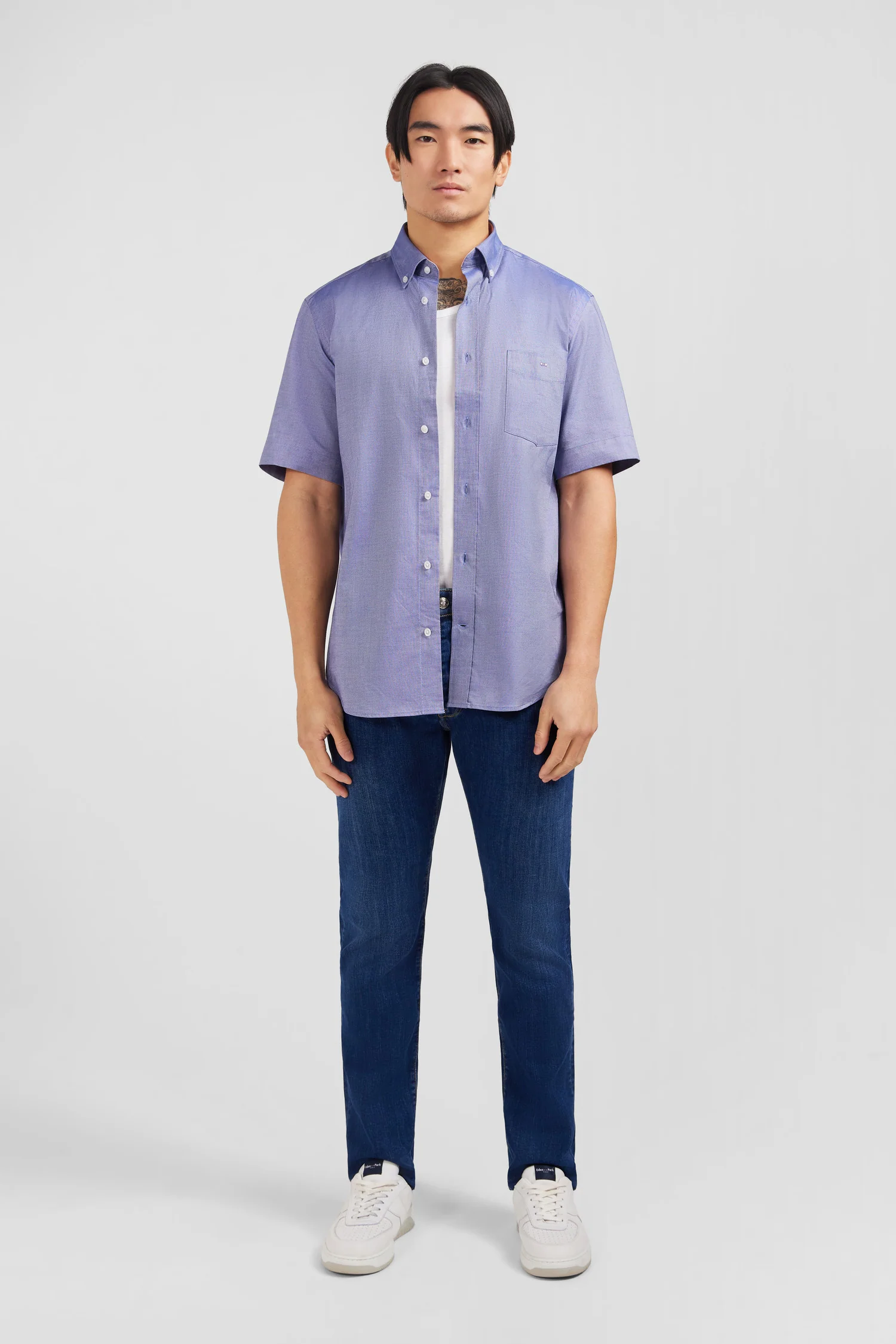 Chemisette bleu marine unie en coton - Image 7