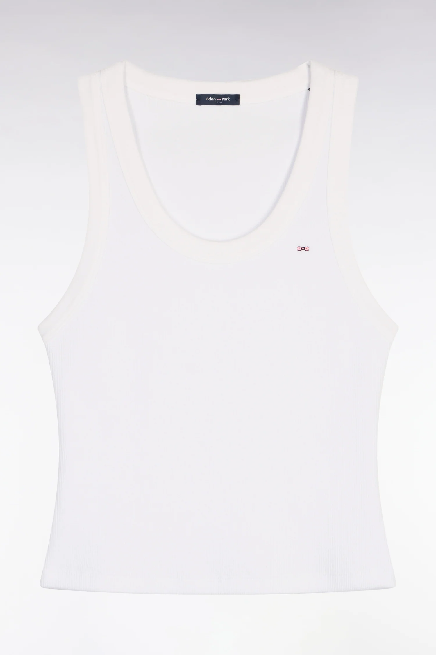 Débardeur côtelé en coton et modal stretch blanc - Image 2
